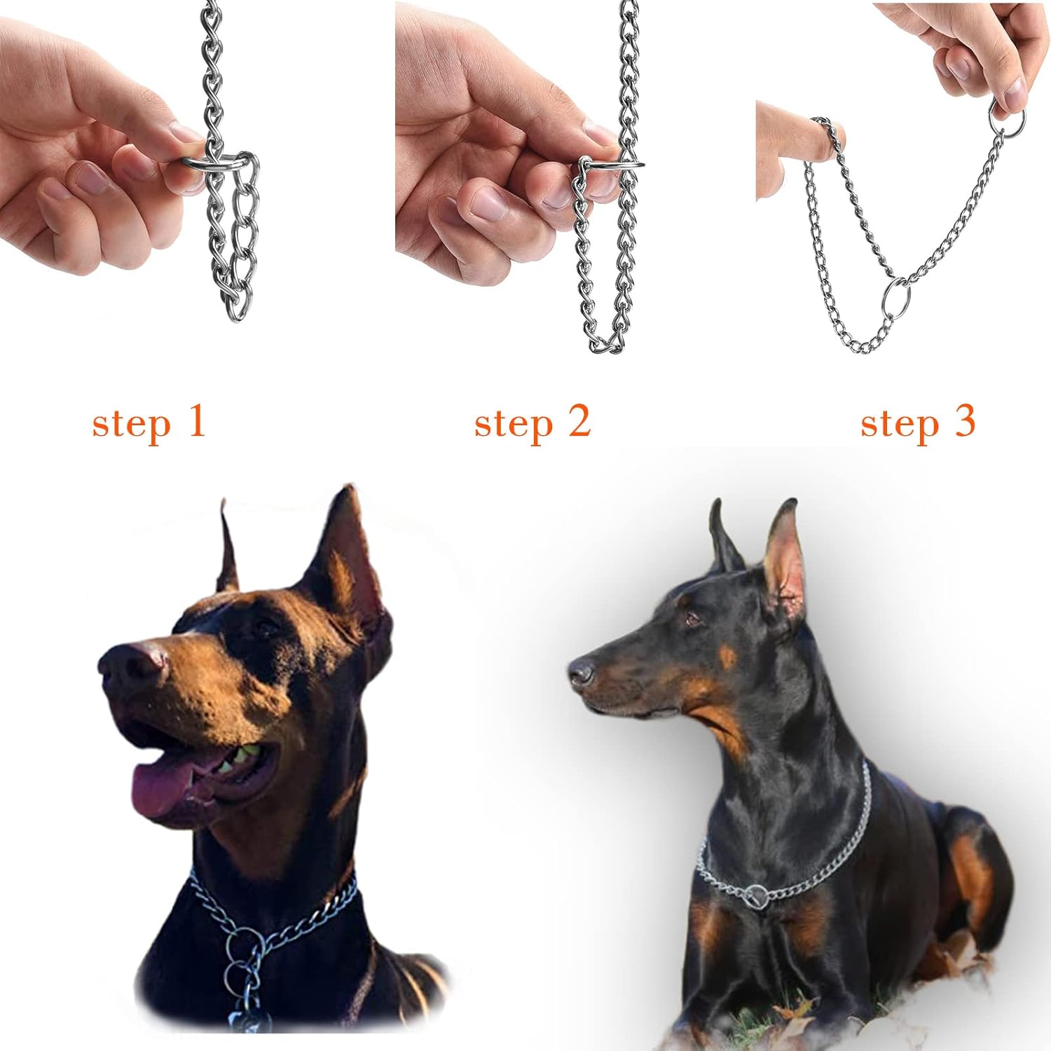 YUANKEXIANG Collar de estrangulador para perro, cadena P deslizante, collares de cadena de estrangulamiento para perros pequeños, medianos y