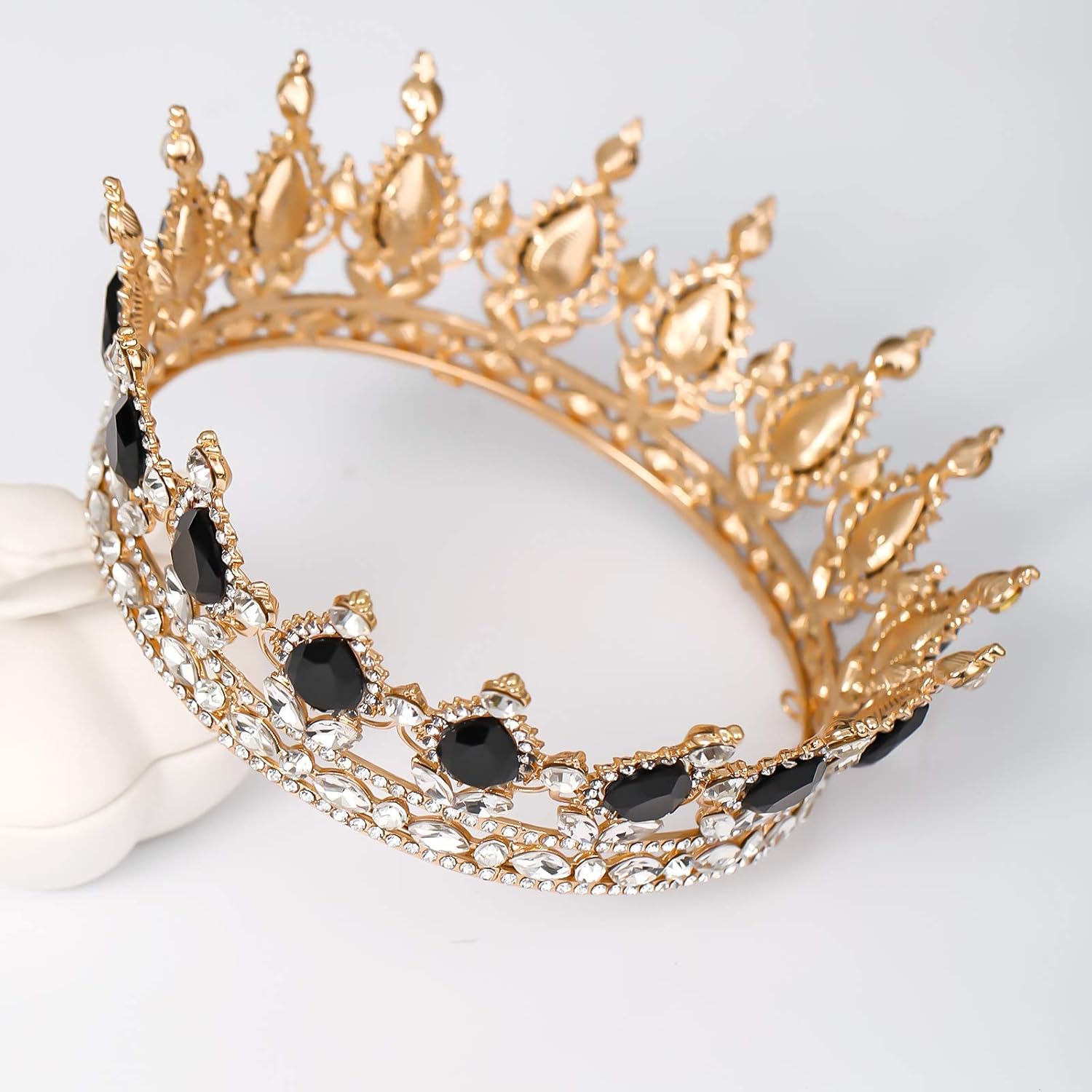 FORSEVEN Corona de reina con diamantes de imitación, coronas y tiaras de boda para mujer, accesorios para el cabello, corona de cumpleaños de
