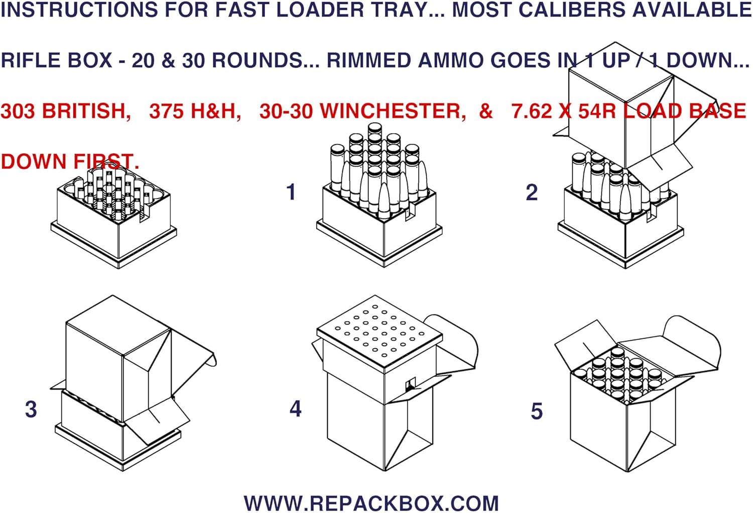 REPACKBOX KIT DE 30 CAJAS DE 5.56 X 45 & 223 – Caja de munición militar de cartón con capacidad para 30 rondas – Paquetes de 900