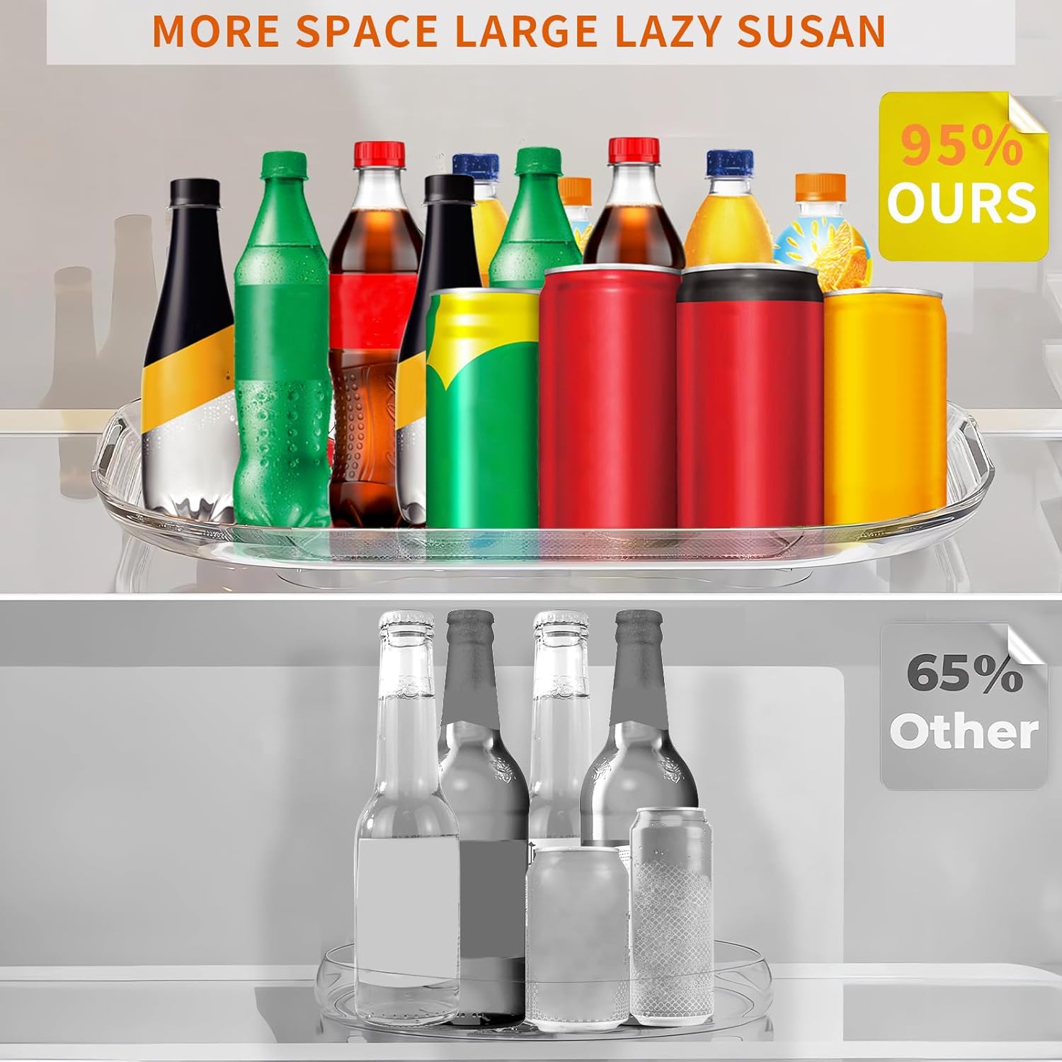 Fungrins Lazy Susan, Lazy Susan para refrigerador, refrigerador Lazy Susan, organizadores y almacenamiento de refrigerador, organizadores de cocina