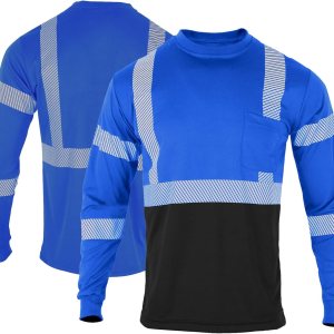 FONIRRA Camisetas reflectantes de seguridad de alta visibilidad para hombres con manga larga ANSI Clase 2 (azul, XL) FONIRRA Camisetas reflectantes de seguridad de alta visibilidad para hombres con manga larga ANSI Clase 2 (azul, XL)
