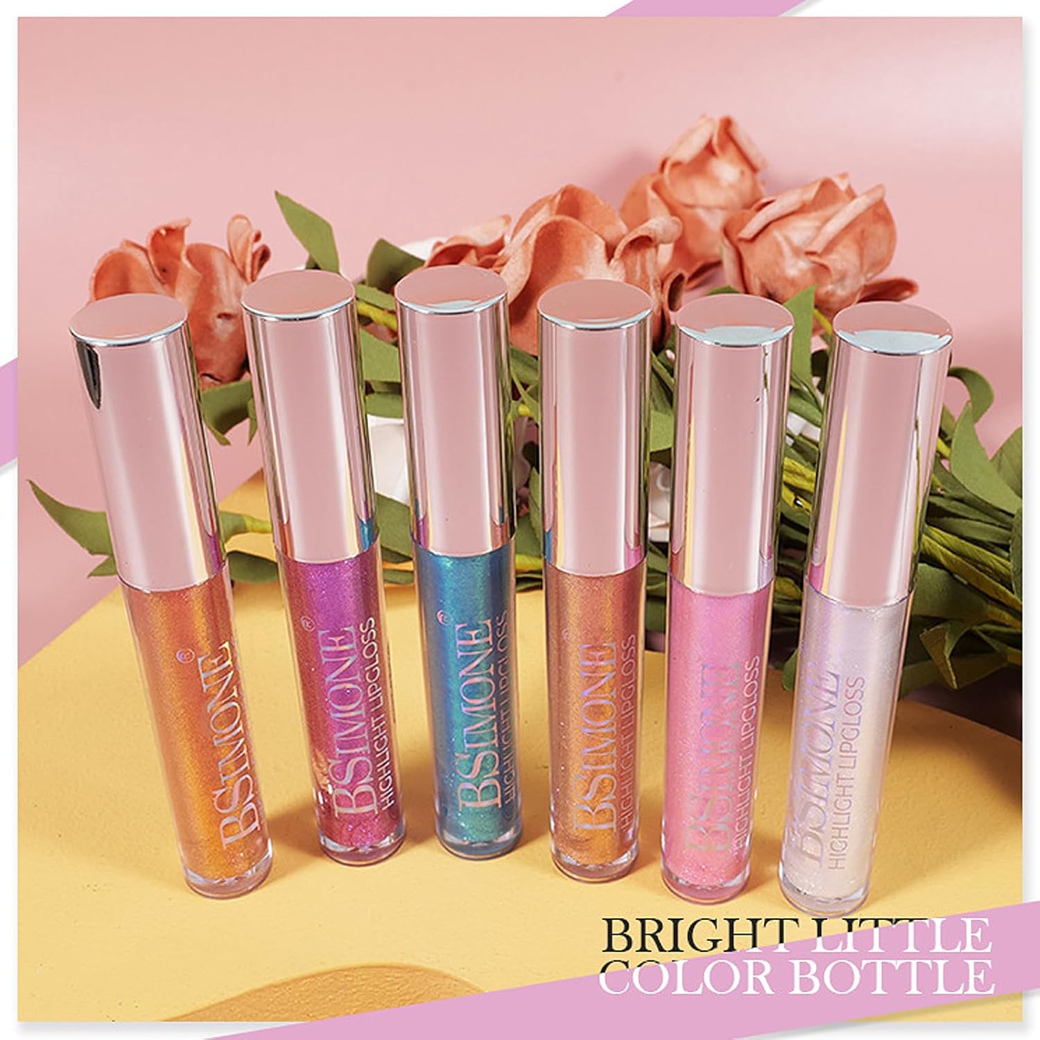 Juego de lápices labiales líquidos con purpurina, 6 colores, brillo de neón con diamantes metálicos, impermeable, kit de maquillaje de larga