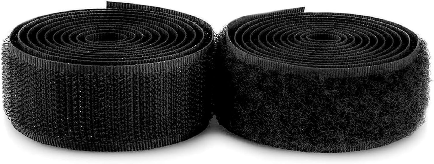 Cinta de velcro de 34 pulgadas de ancho, color negro, no adhesiva, tela de nailon negro, juego de cierre de cinta de velcro para bolsos, ropa,