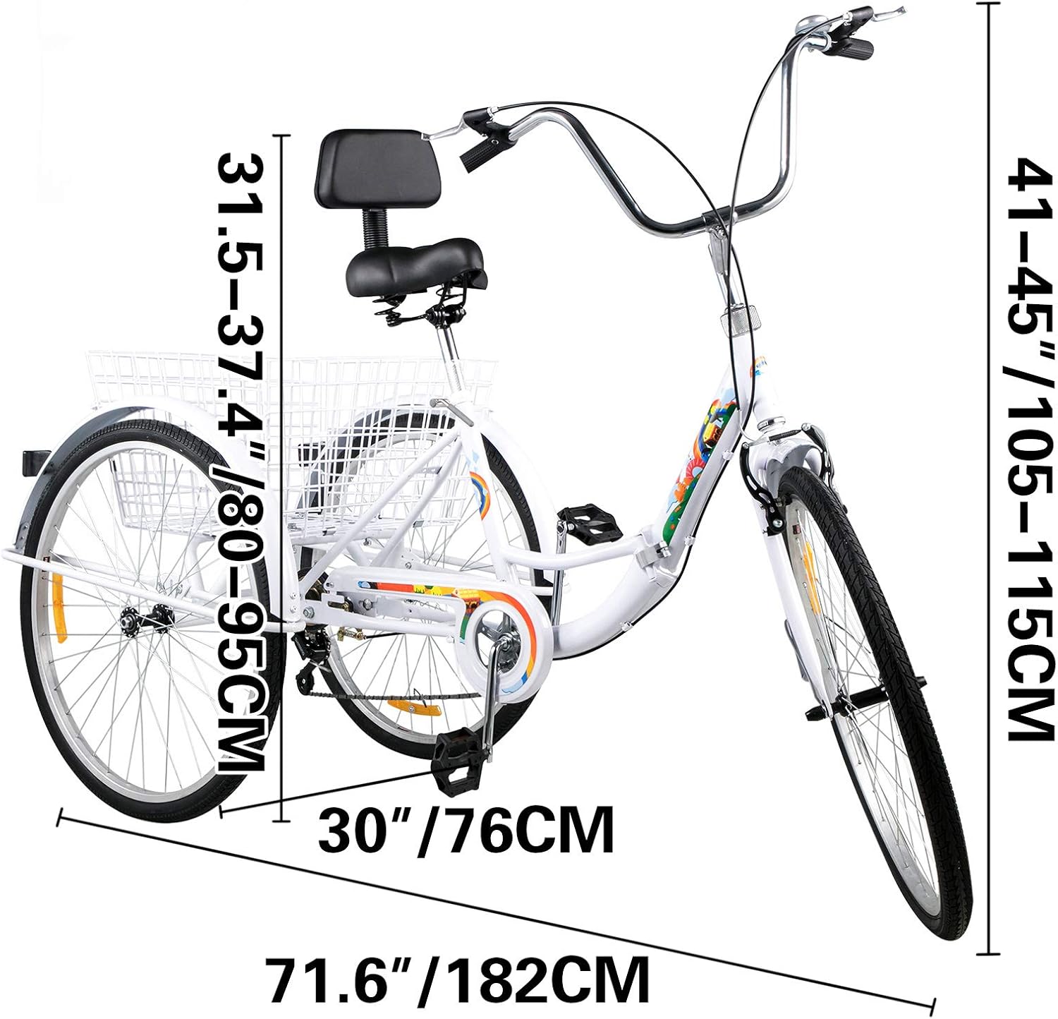 Triciclo para adultos de 24 pulgadas, 7 velocidades, 3 ruedas para adultos, bicicleta de tres ruedas para adultos, triciclo plegable para adultos,
