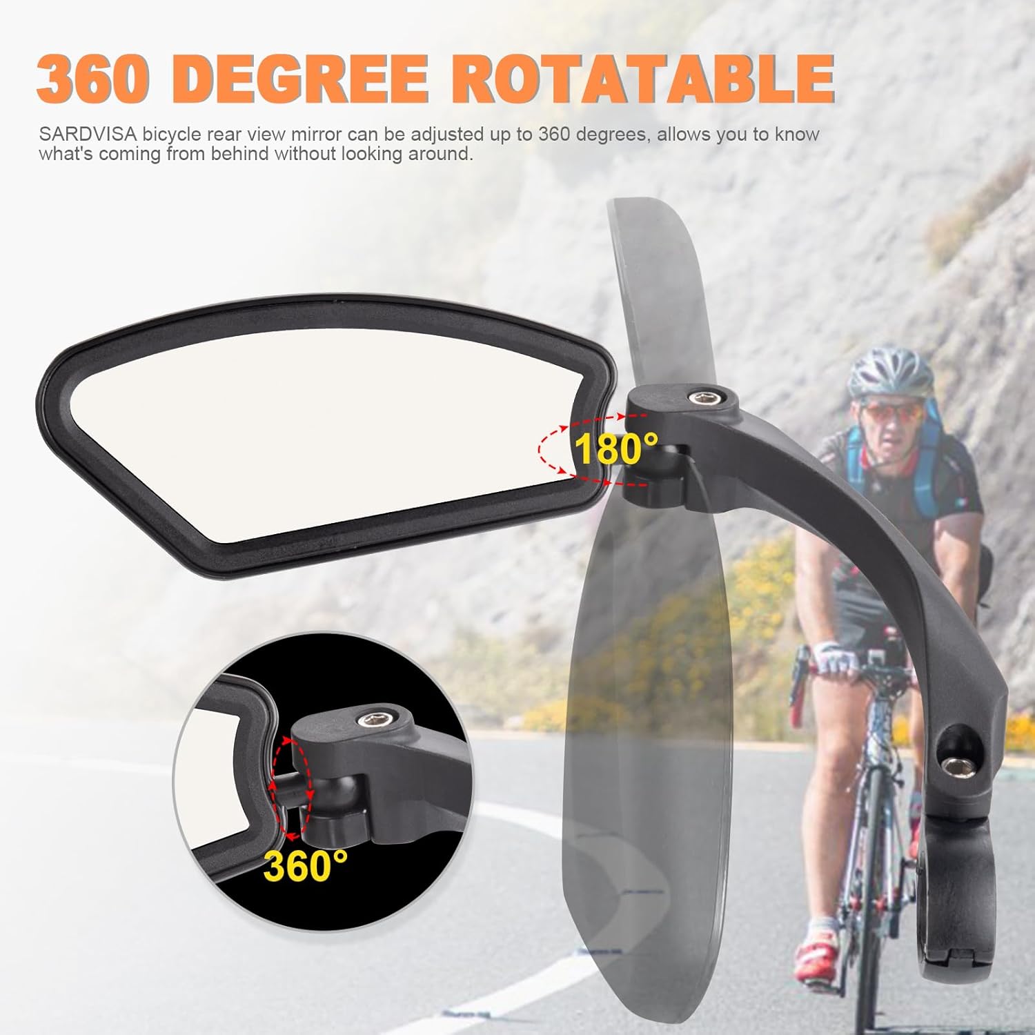 Nuevo soporte para manillar de bicicleta, espejo retrovisor giratorio ajustable con lente de vidrio transparente HD, espejos de bicicleta para