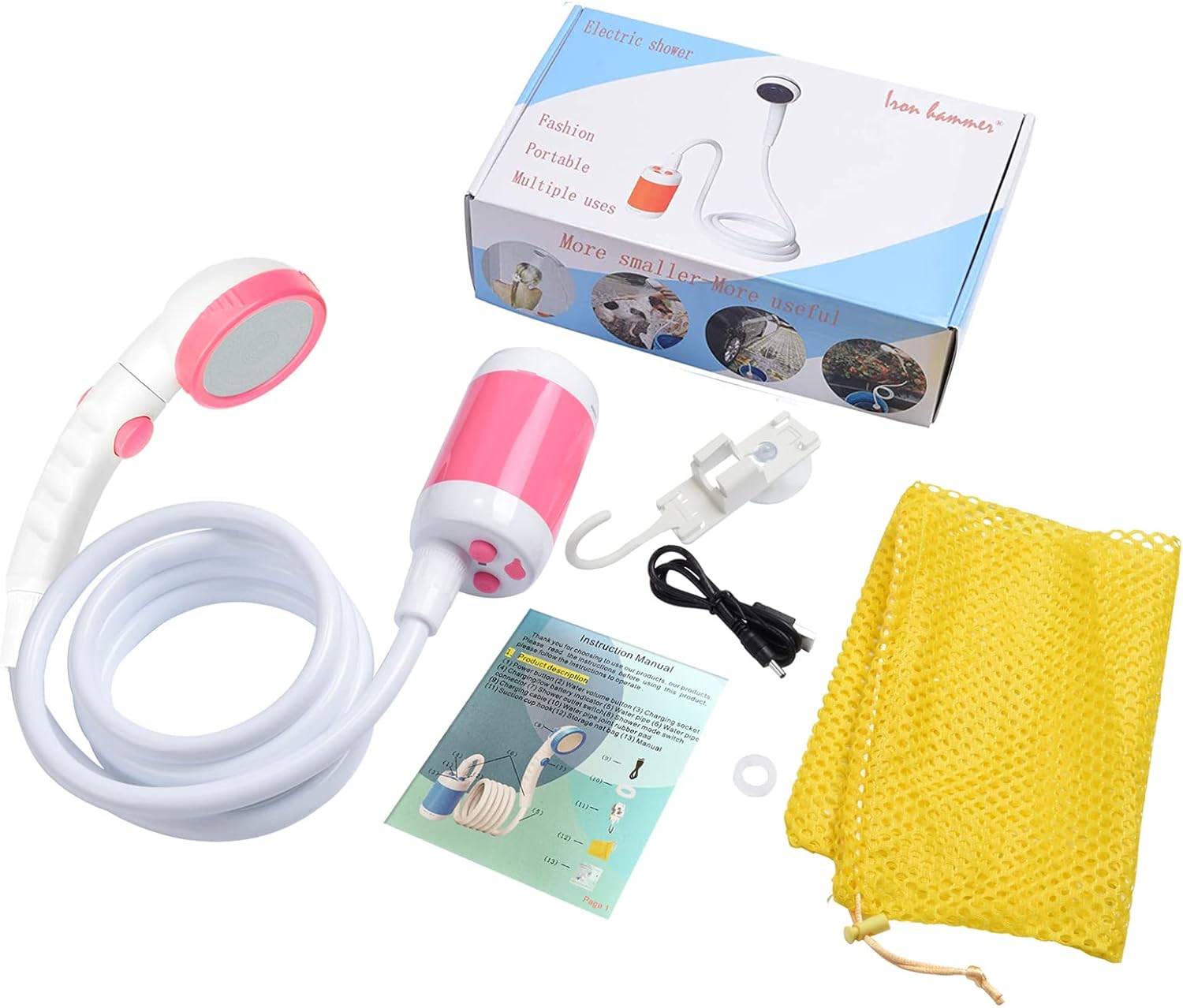 Iron Hammer Ducha de campamento portátil, ducha de campamento, ducha de campamento al aire libre, cabezal de ducha para campamento