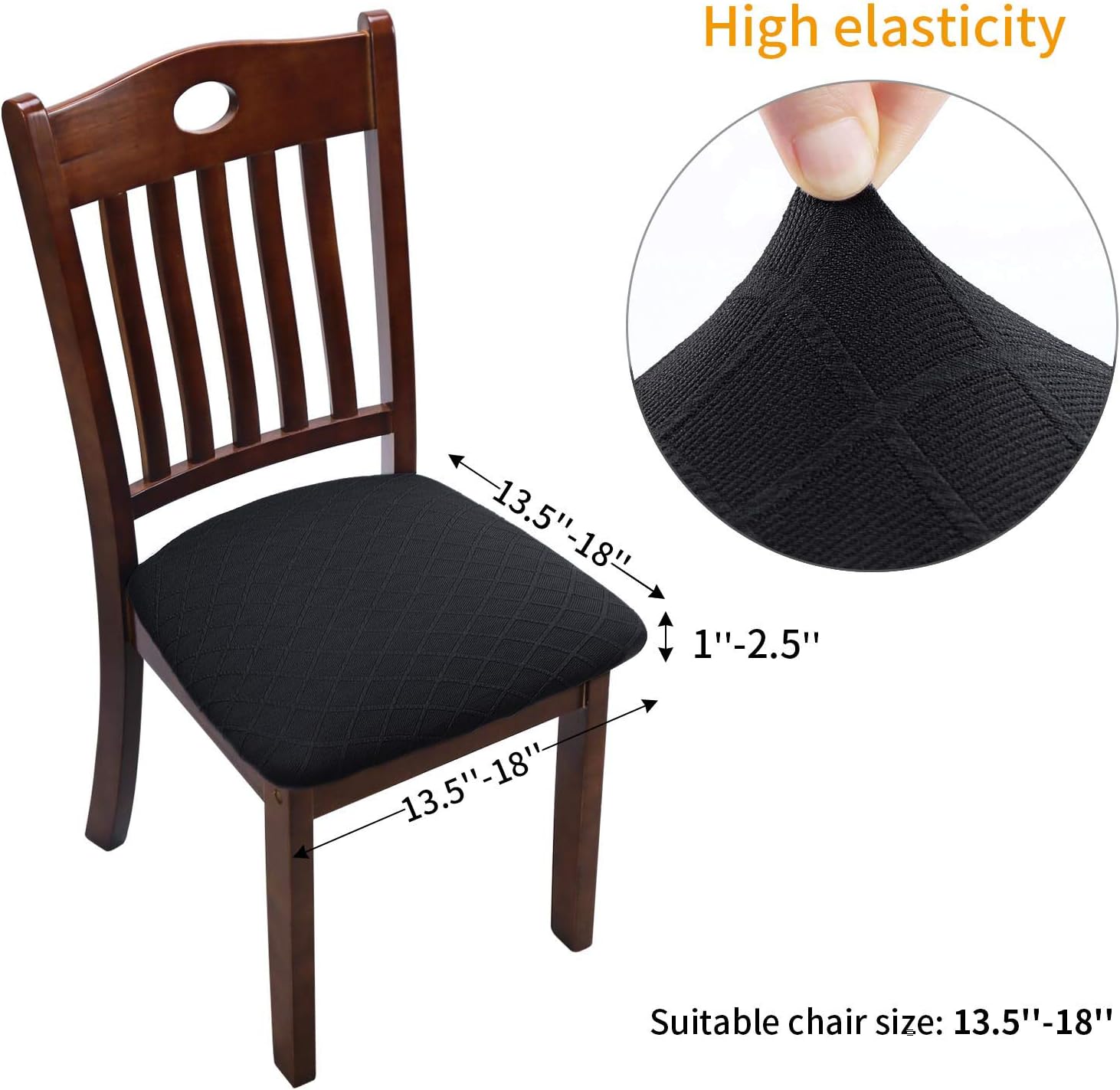 Fuloon – Paquete de 2 a 4 fundas de asiento de silla jacquard elásticas, extraíbles, lavables, anti-polvo, para sillas de comedor, cojín de asiento.