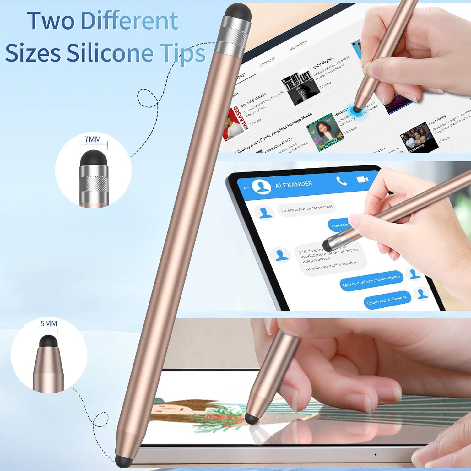 Lápiz capacitivo para pantallas táctiles (5 unidades), lápiz capacitivo para iPadiPhoneSamsung Galaxy  tabletas, todos los dispositivos universales