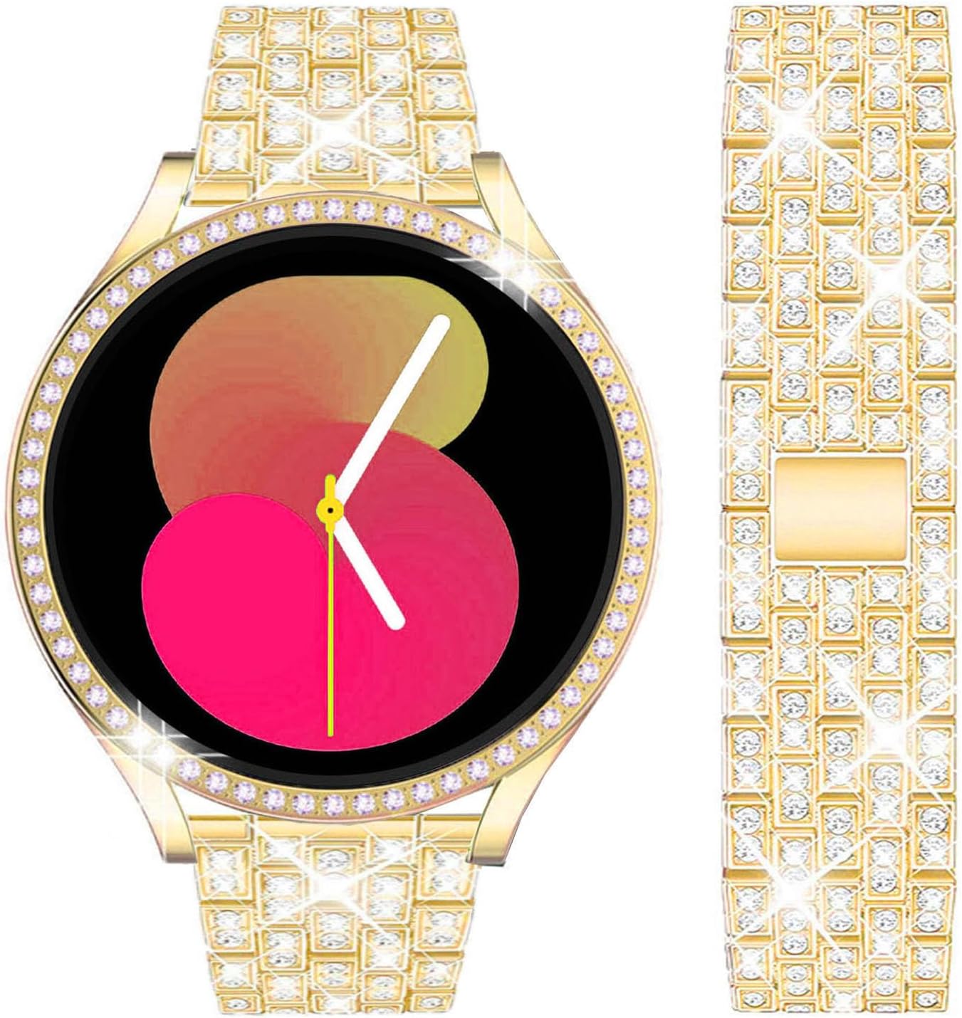 Correas compatibles con Samsung Galaxy Watch 455 Pro, correa de metal con diamantes de imitación de 0.787 pulgadas con funda protectora de repuesto