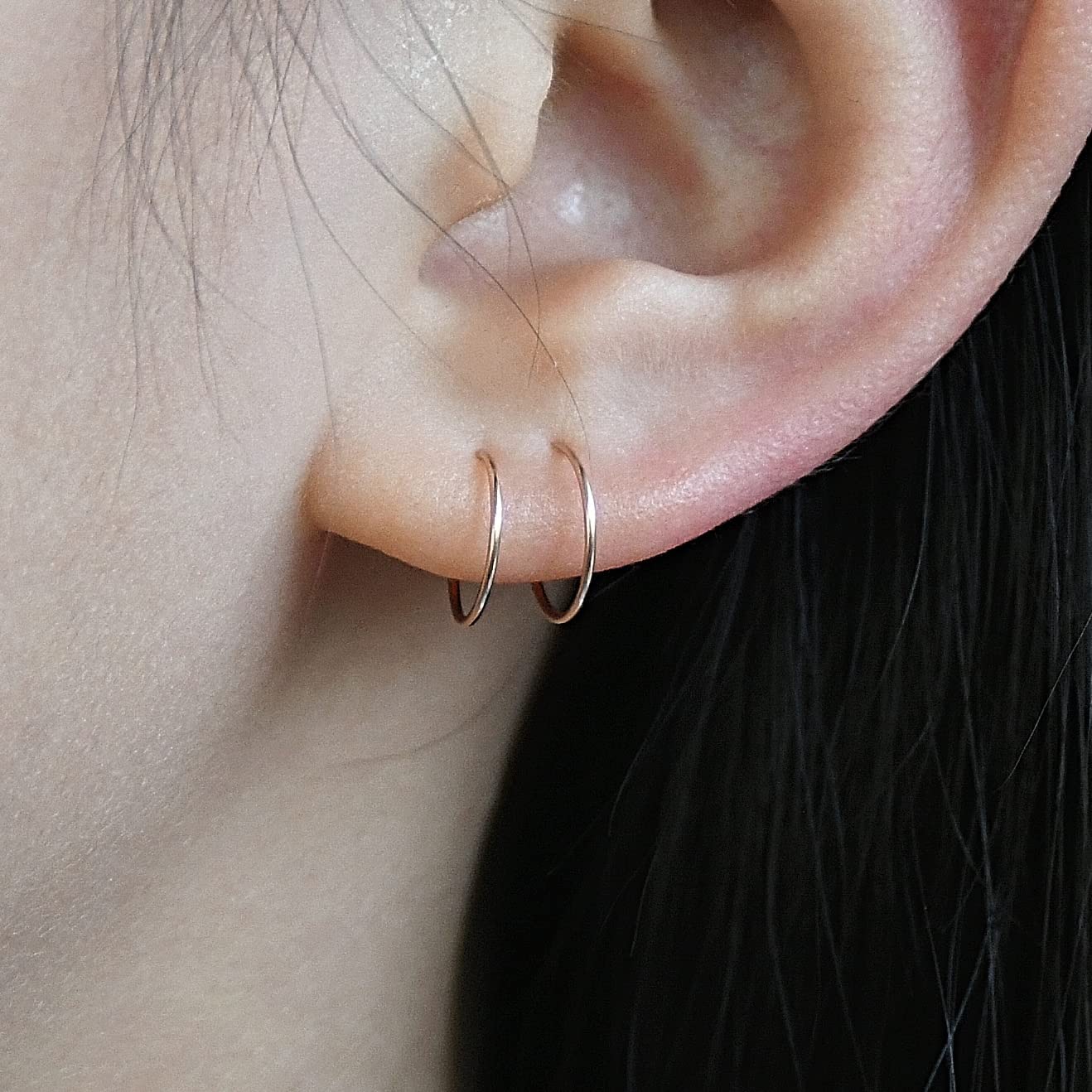 14k Rose Gold Filled Spiral Double Hoop Earrings for Single Piercing  Twist Small Hoop Earrings  Double Helix Cartilage Hoop Earring  Double