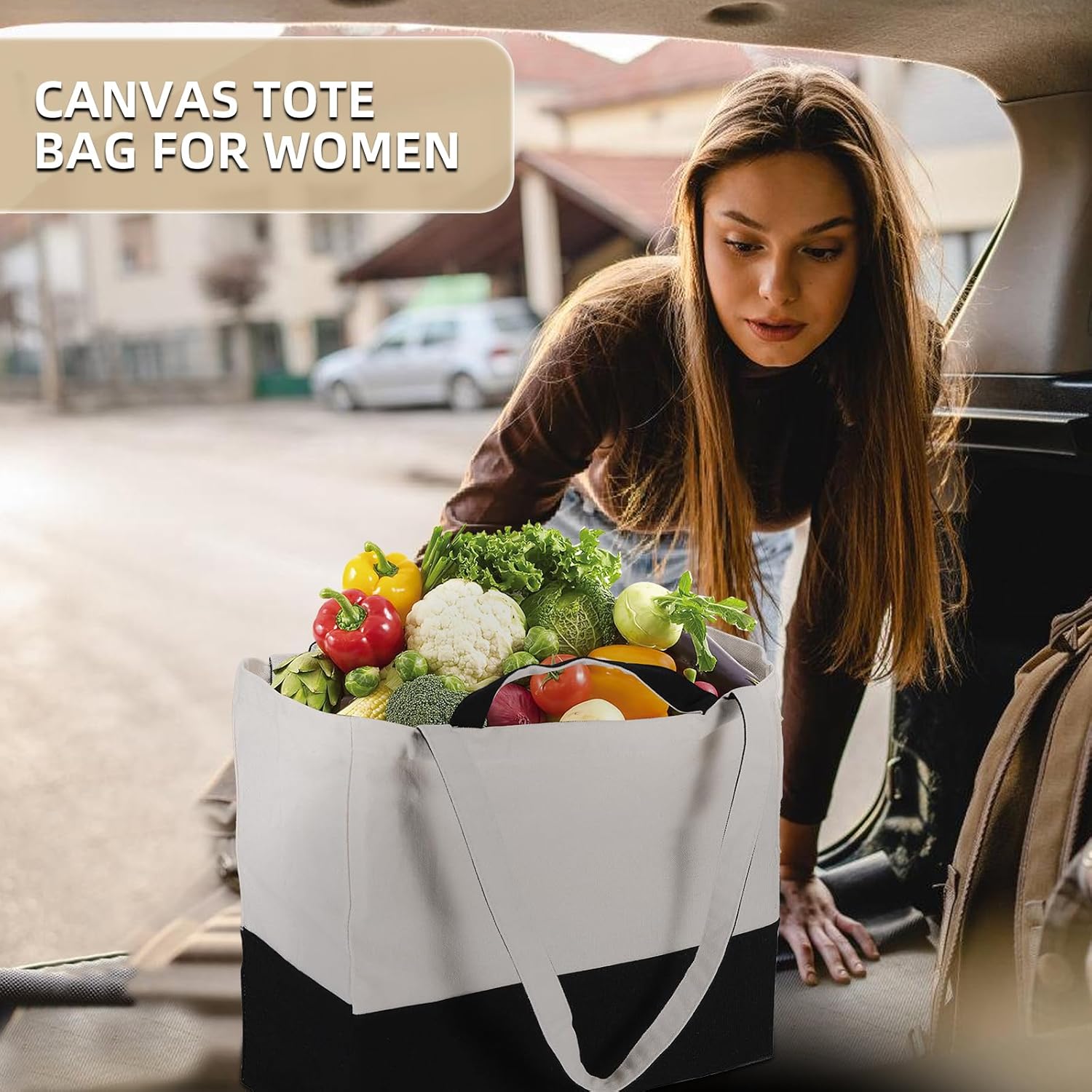 LINICE Bolsas de compras reutilizables para comestibles, plegables y resistentes, con asas