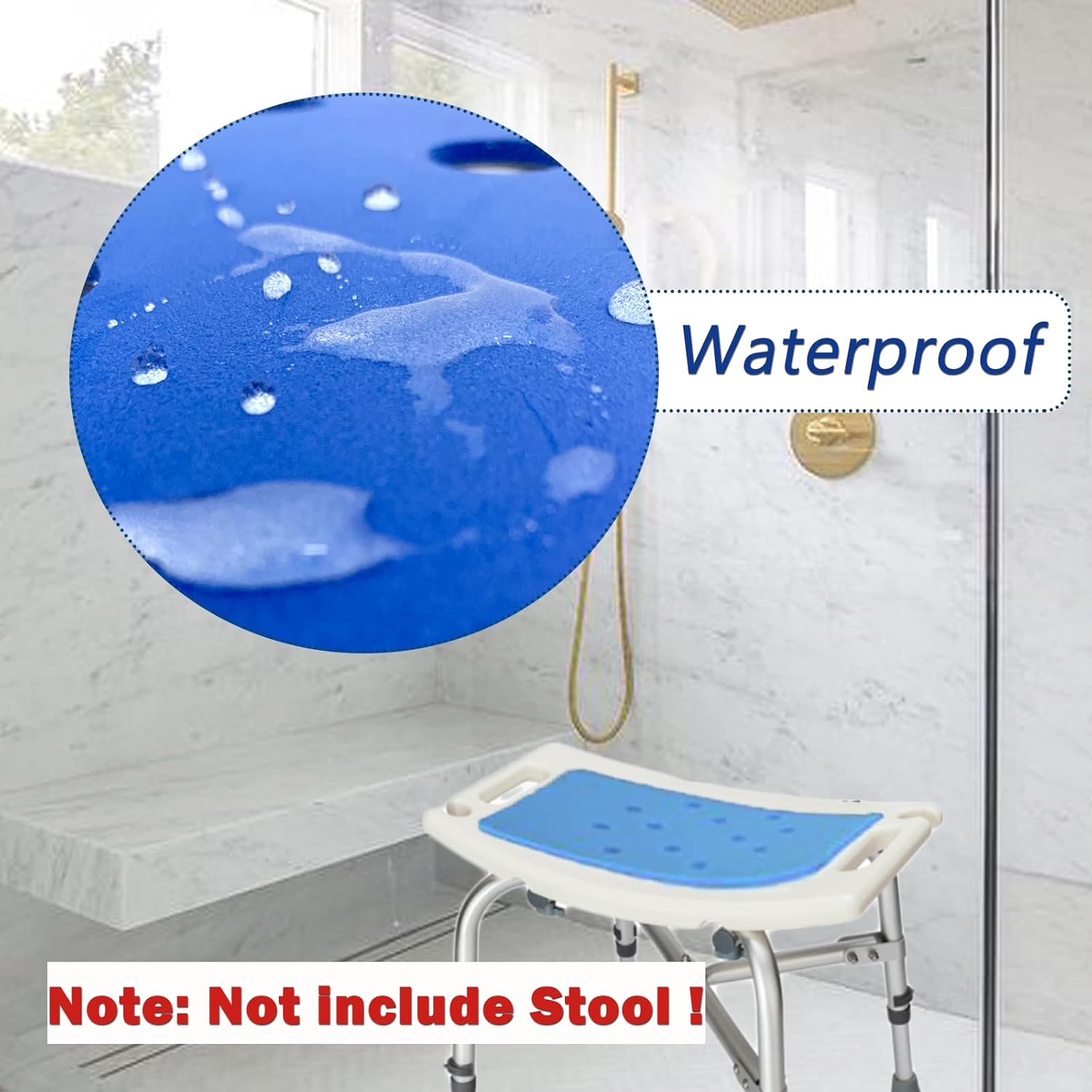 Alfombrilla de asiento para silla de baño, cojín de banco de ducha para ancianos, almohadilla de espuma EVA antideslizante con adhesivo para