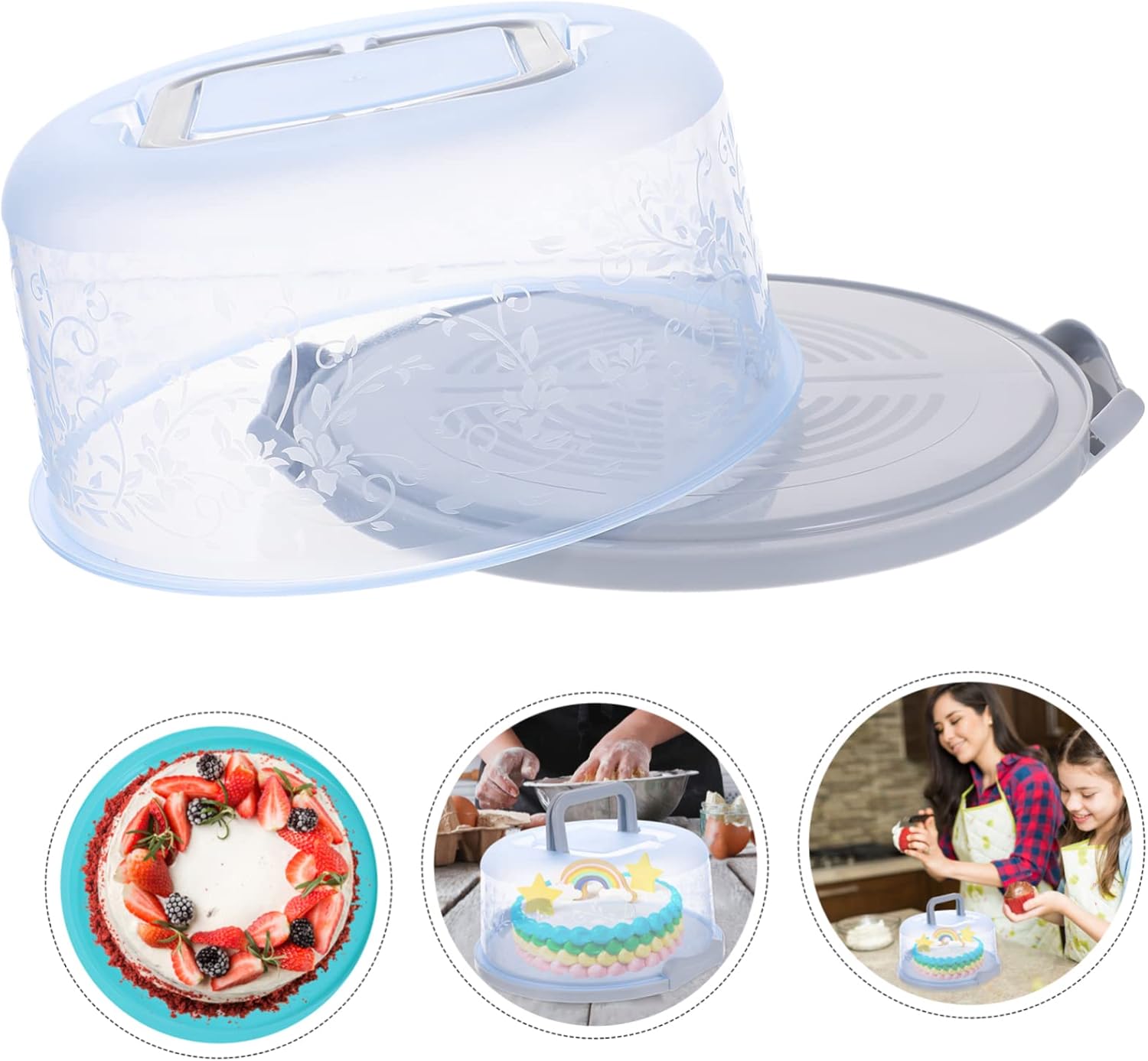 1 caja de pastel portador de pasteles con asa muffin estuche de transporte para pasteles soporte de pastel de plástico bandejas decorativas bandeja
