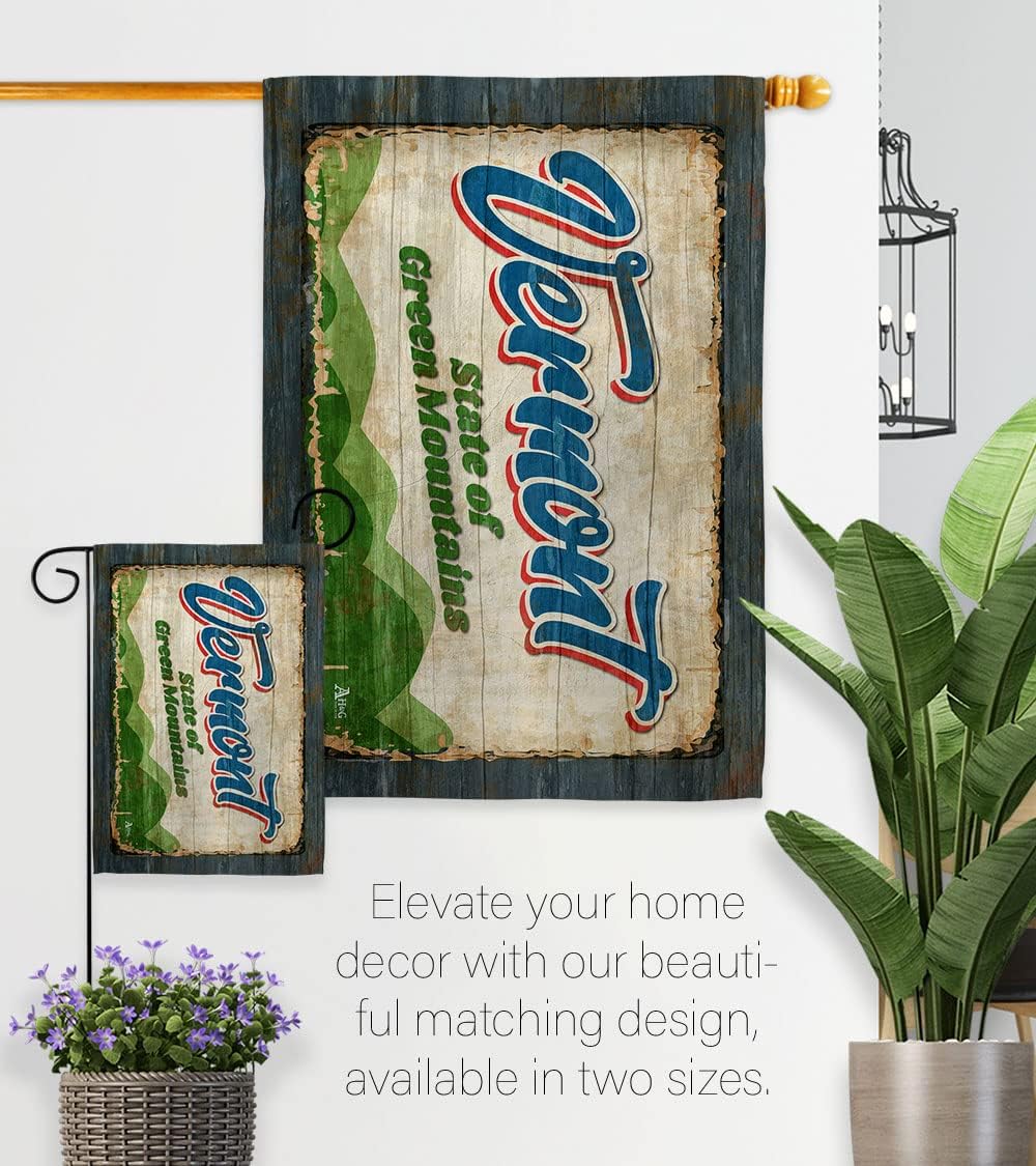 Americana Home & Garden Vermont Vintage Garden Flag Regional States American Territories Republic Country Particular Area House Decoration Banner