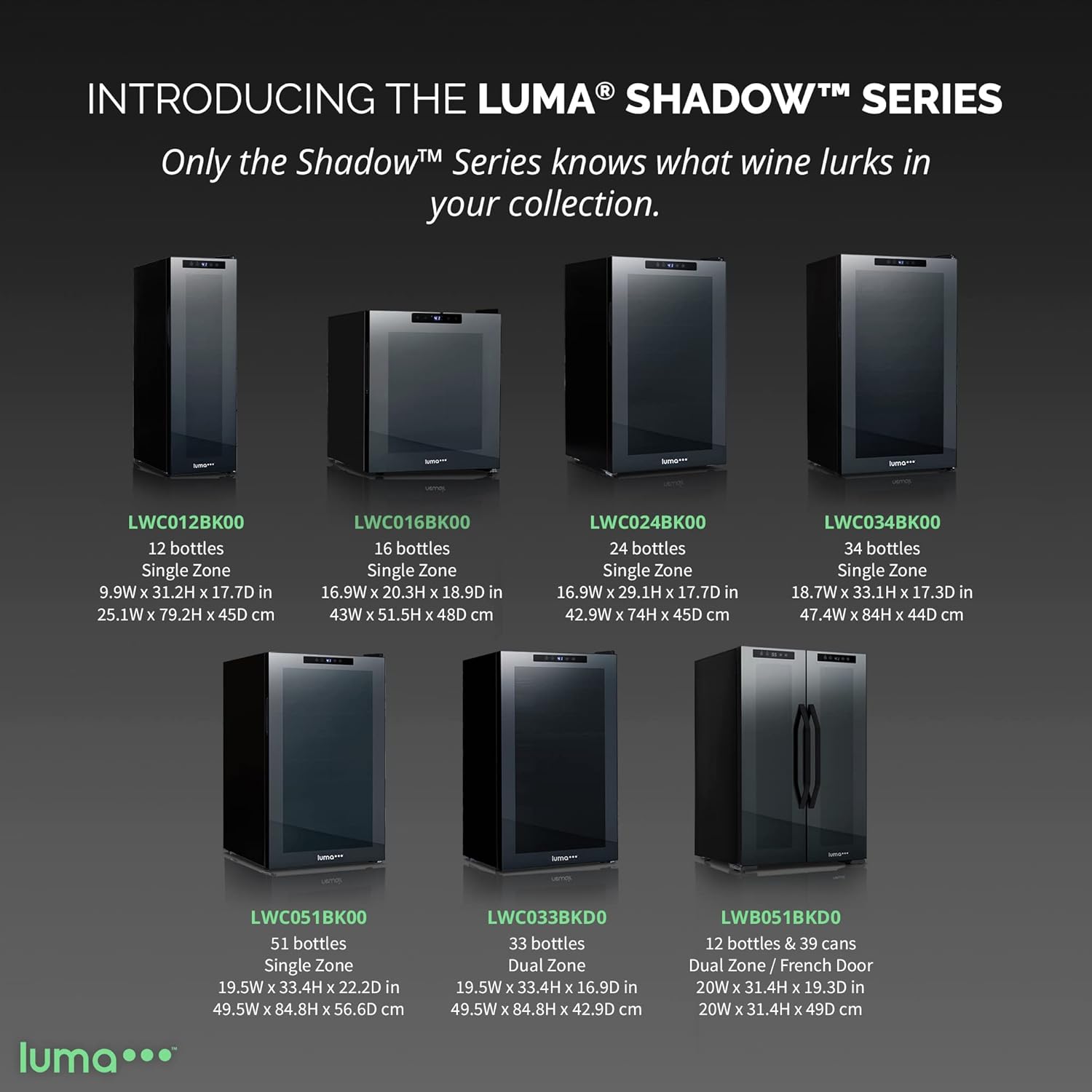 Shadow Series – Refrigerador de vino de 51 botellas, refrigerador de vino con espejo independiente con puerta de vidrio templado de doble capa y