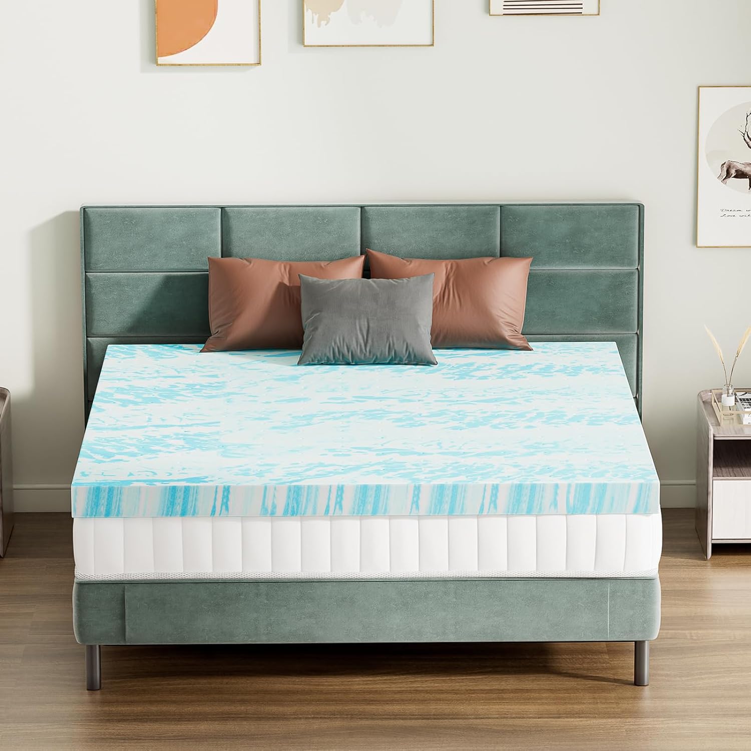 SMUG Cubrecolchón de espuma viscoelástica, 3 pulgadas de grosor con infusión de gel para cama matrimonial, sofá cama, caravana, caravana,