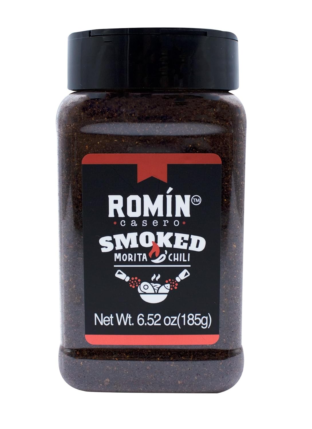 ROMÍN CASERO Chile Morita Ahumado Gourmet  Sabor dulce ahumado  100% natural vegano 6.52 onzas
