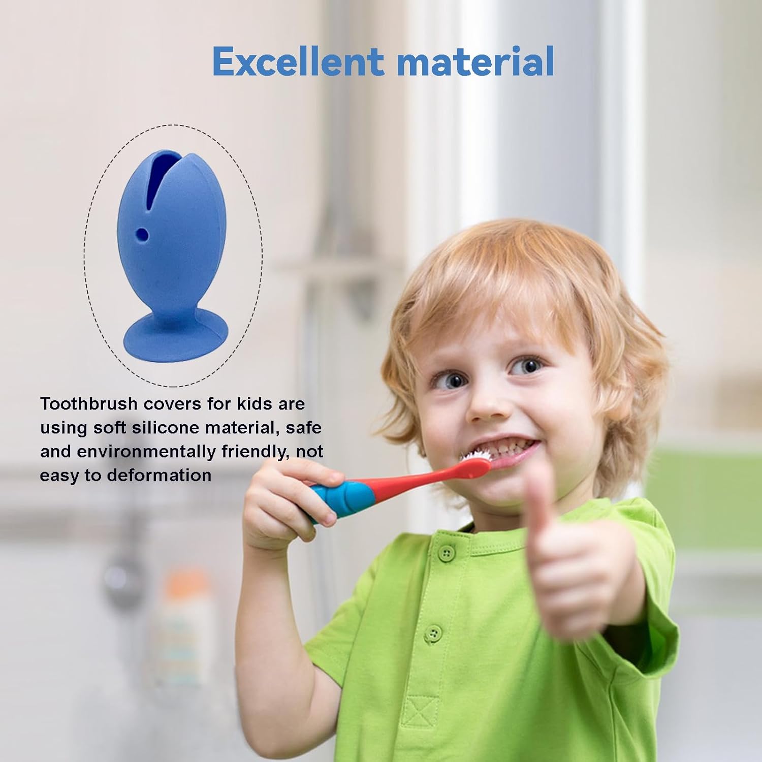 Cubierta de cabeza de cepillo de dientes de pie, Tapa protectora de silicona para niños,Soporte de ventosa de cepillo de dientes de viaje,Funda