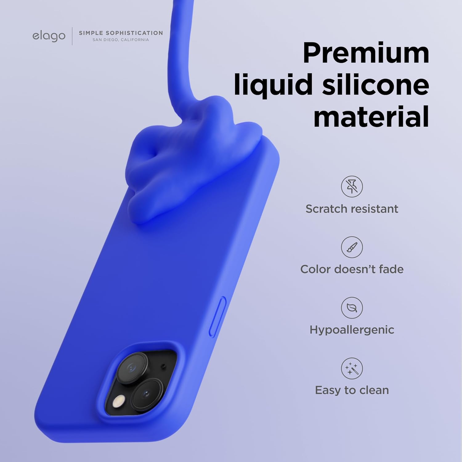 elago Compatible con iPhone 15, funda de silicona líquida, funda protectora de cuerpo completo, a prueba de golpes, funda delgada para teléfono,