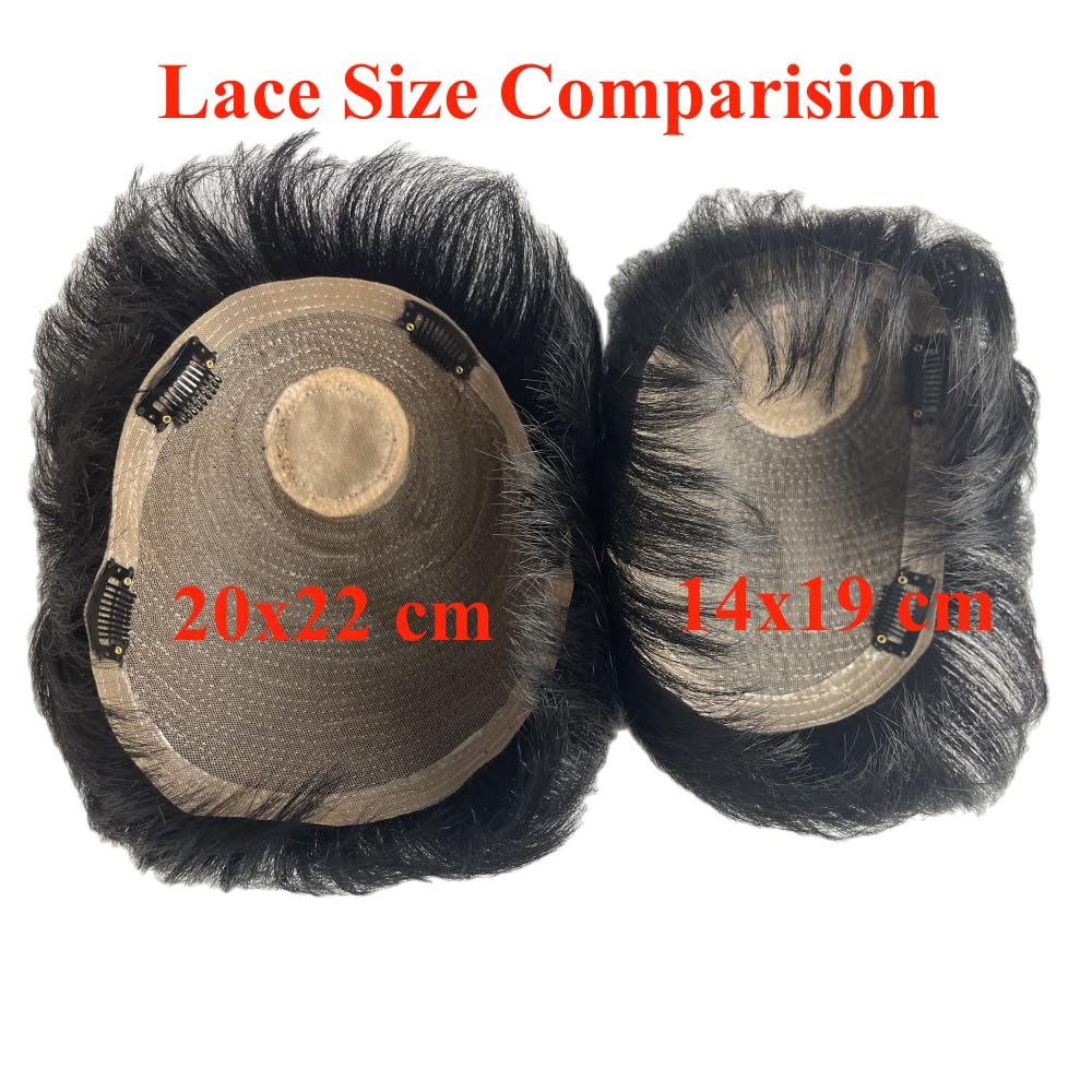 Anemone Jewelry Peluca de cabello humano para hombre, con clip de repuesto de poliuretano alrededor del cabello, extensiones de cabello masculinas