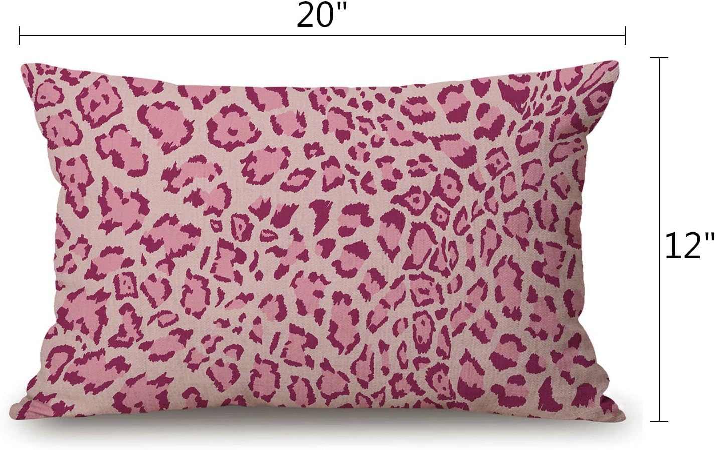 Funda de cojín decorativa de lino y algodón con estampado de leopardo rosa para sofá, cama, 12 x 20 pulgadas