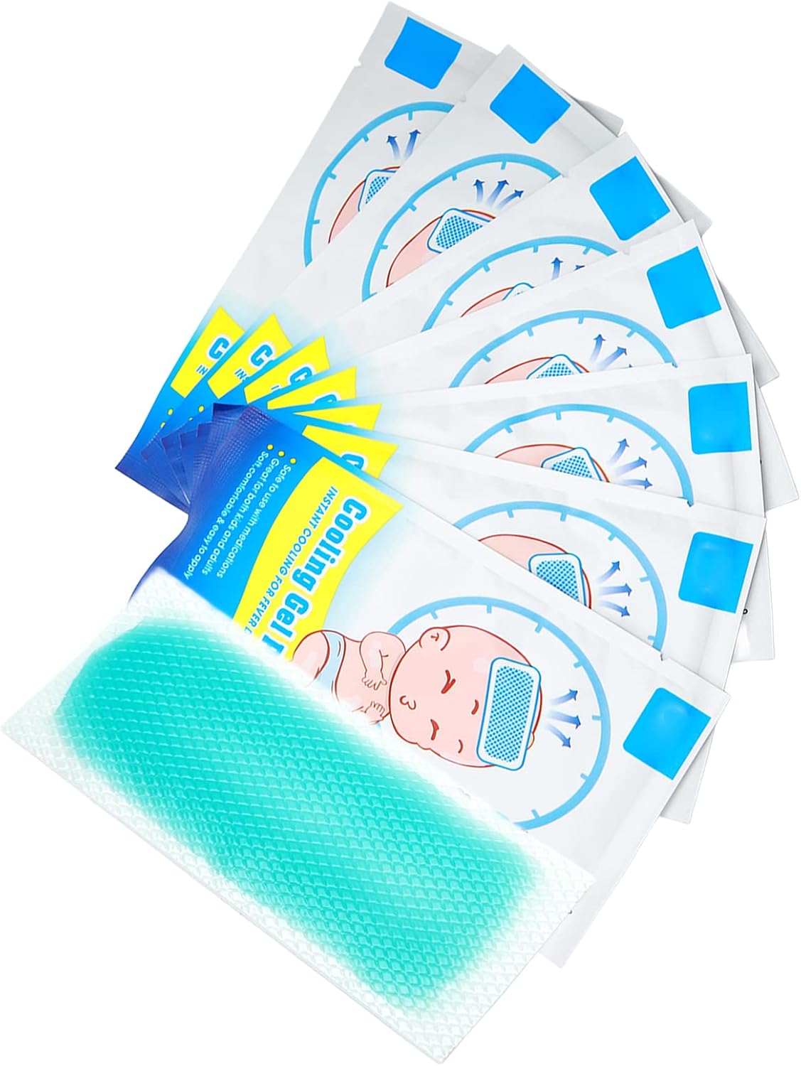 8 parches de fiebre para niños, desechables para aliviar la fiebre, reductor de fiebre, almohadillas frescas para aliviar la fiebre y las molestias