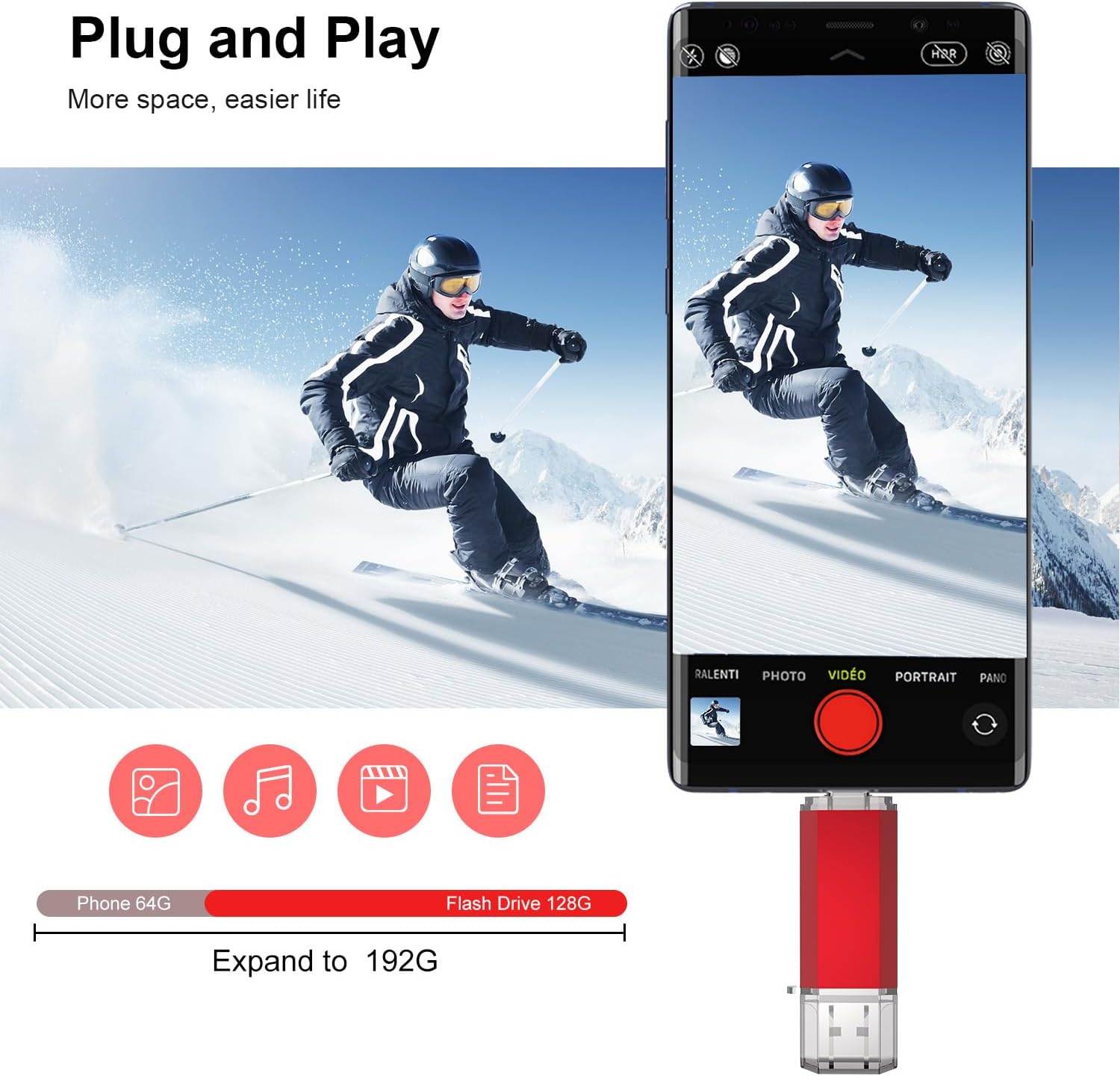 RAOYI Unidad flash USB C de 128 GB actualizada a 130 MBs, USB 3.1 tipo C doble OTG USB 3.1 tipo C Dual OTG Memoria Stick de metal con llavero