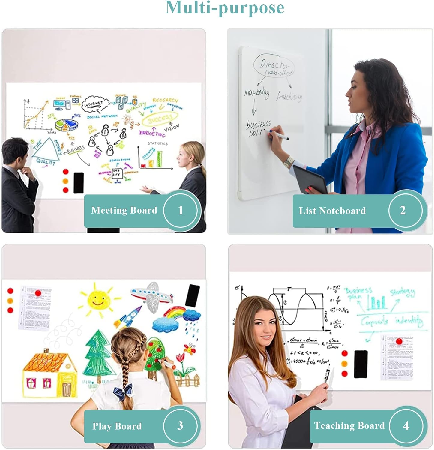 Papel magnético de borrado en seco, 24 x 39 pulgadas, pizarra blanca autoadhesiva para pared, fácil de escribir y limpiar, pizarra de borrado en