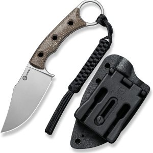CIVIVI Midwatch Cuchillo de hoja fija, 3.39 pulgadas Bohler N690 hoja de acero mango de arpillera Micarta con funda Kydex y cordón de paracaídas CIVIVI Midwatch Cuchillo de hoja fija, 3.39 pulgadas Bohler N690 hoja de acero mango de arpillera Micarta con funda Kydex y cordón de paracaídas