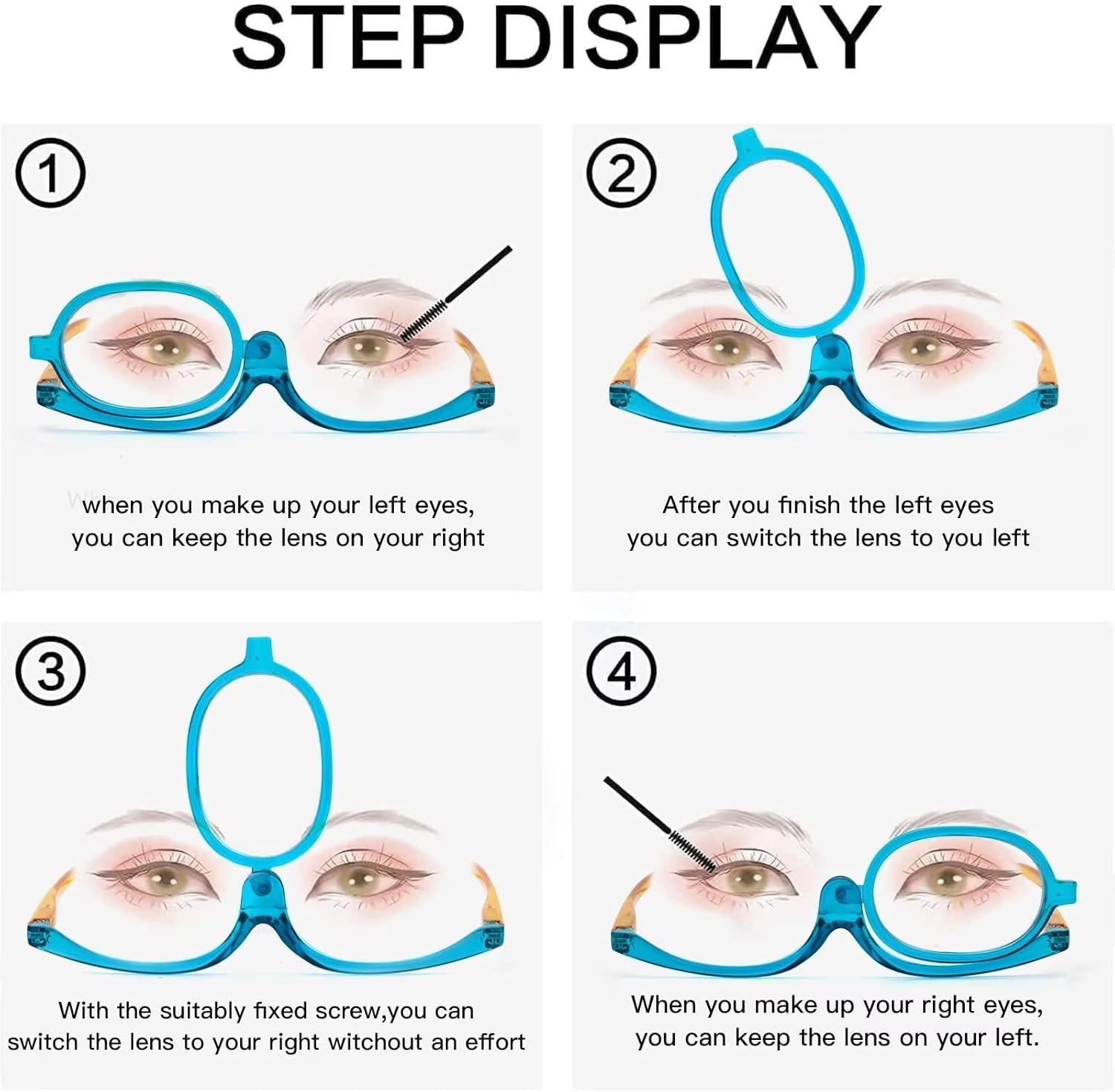 Makeup Reading Glasses for Women Magnifying Cosmetic Make Up Readers Flip Eyeglasses