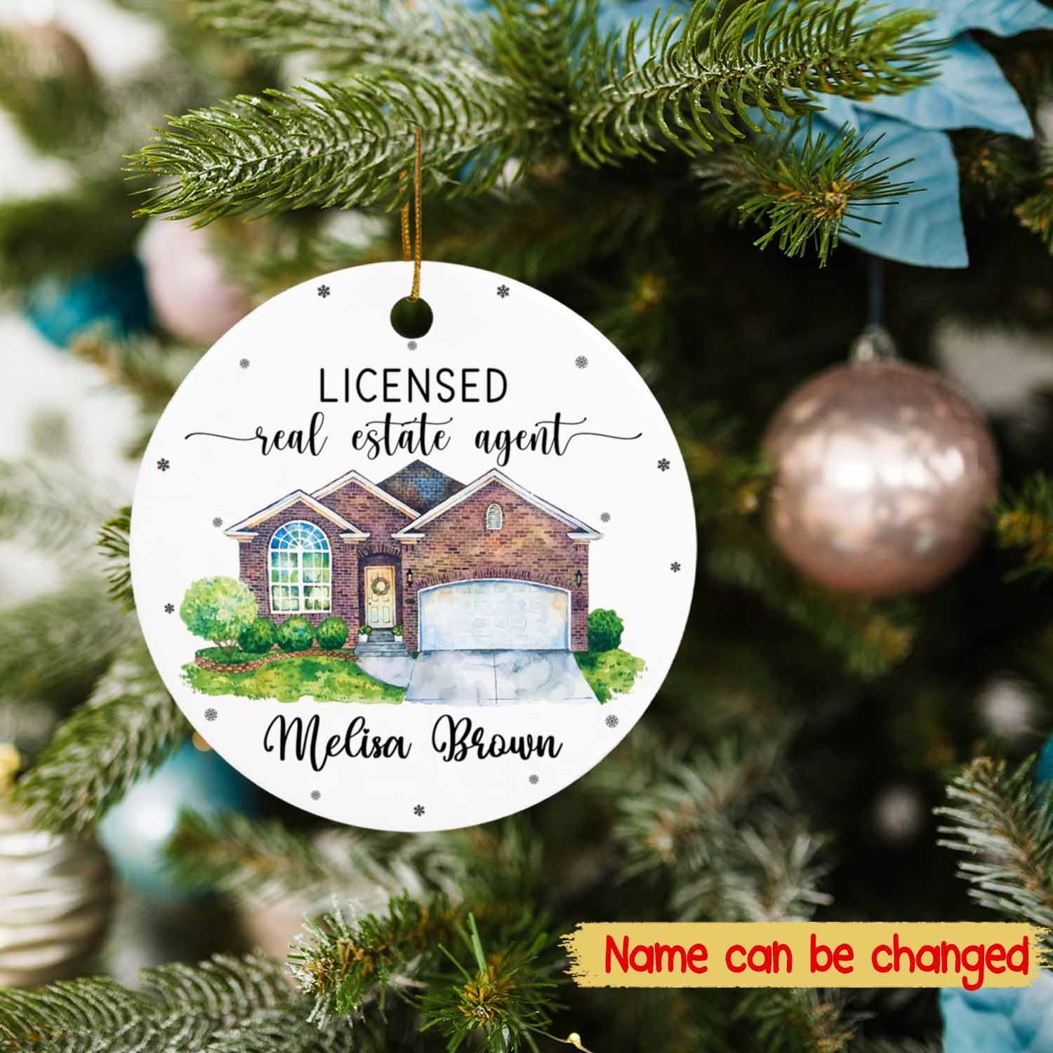 Adorno personalizado de agente inmobiliario con licencia, adorno personalizado de agente inmobiliario con licencia, regalo para agente de bienes