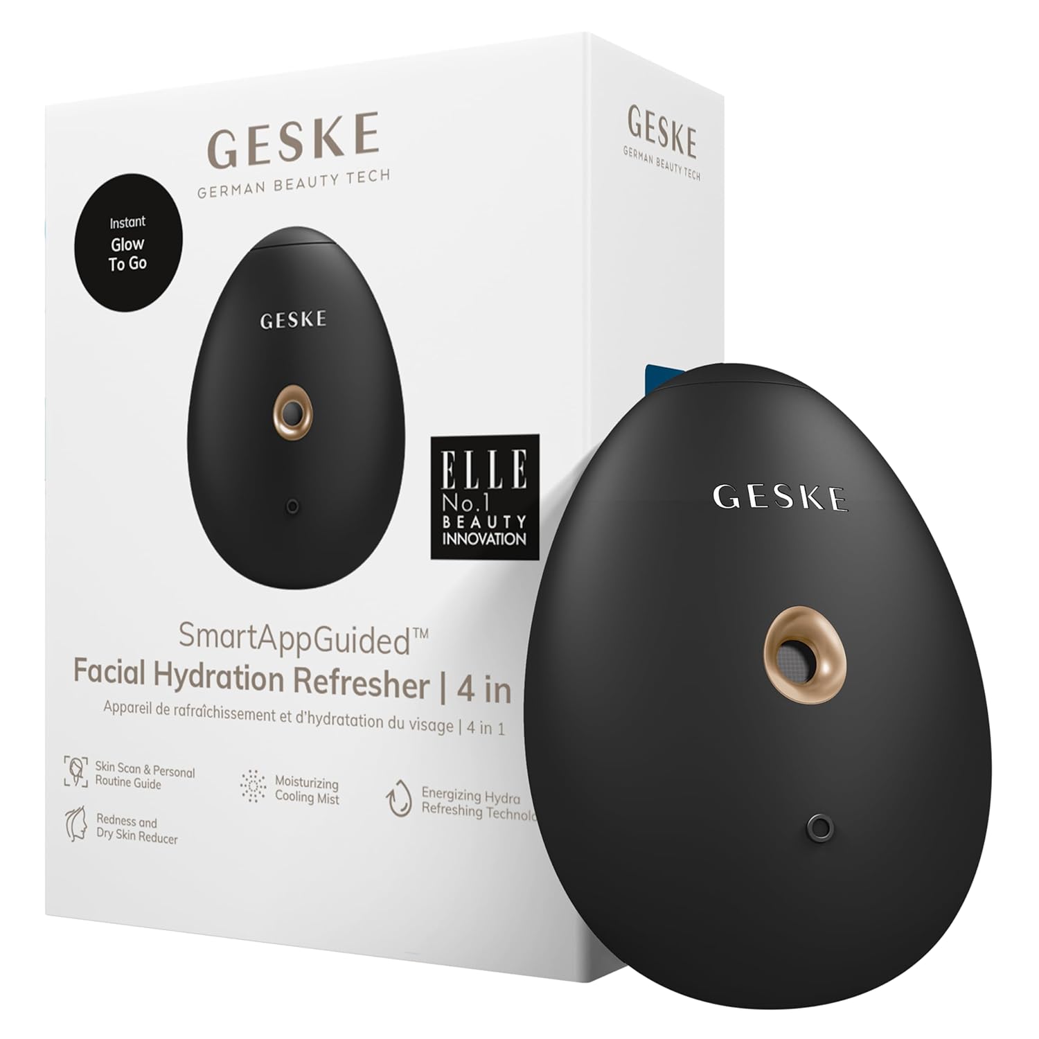GESKE SmartAppGuided – Refrescante de hidratación facial  4 en 1  Atomizador de agua  Máquina de pulverización hidratante  Rociador facial