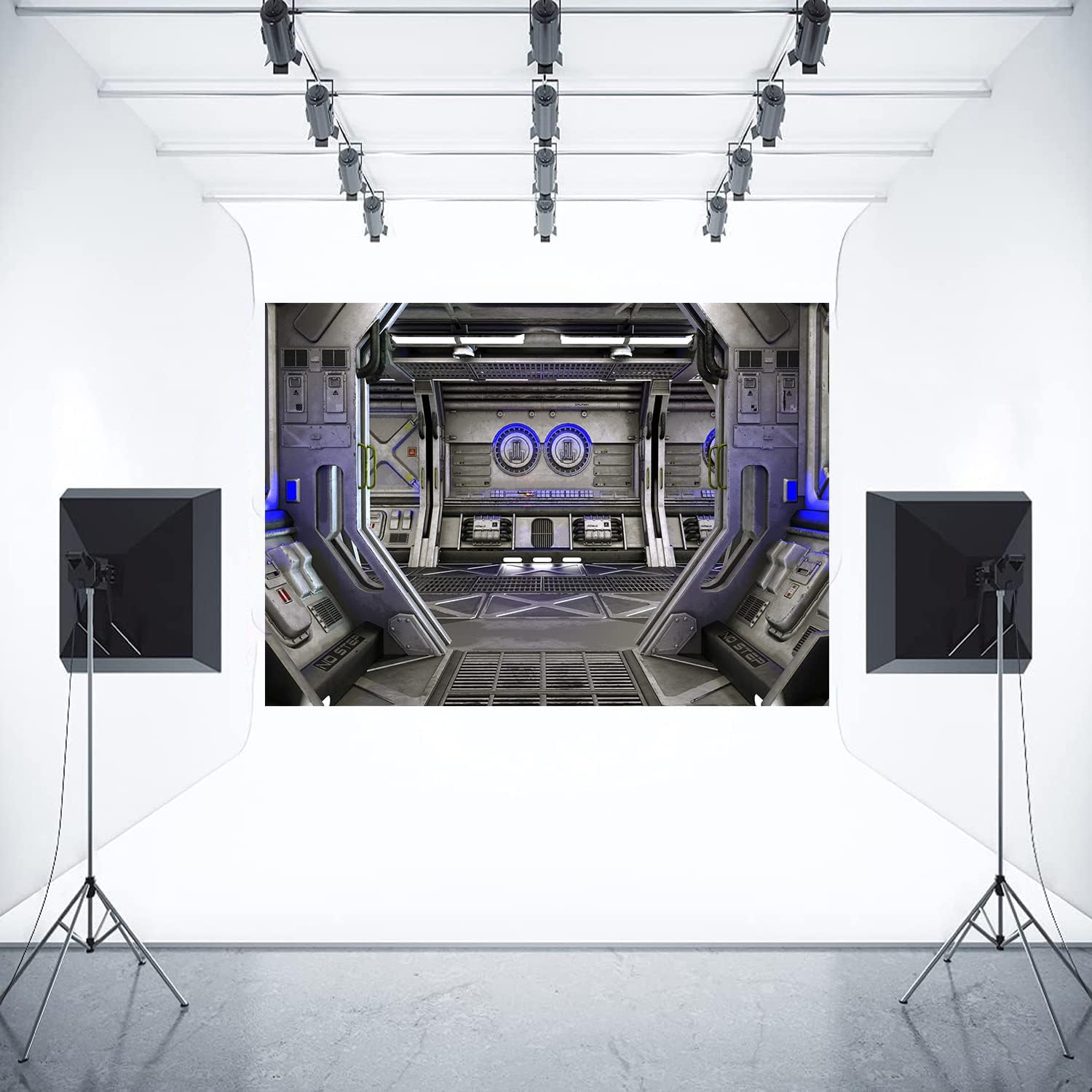 XYSCZYY Telón de fondo de nave espacial de 9 x 6 pies para fotografía espacial, ciencia ficción, nave espacial, fondo futurista, estación espacial,