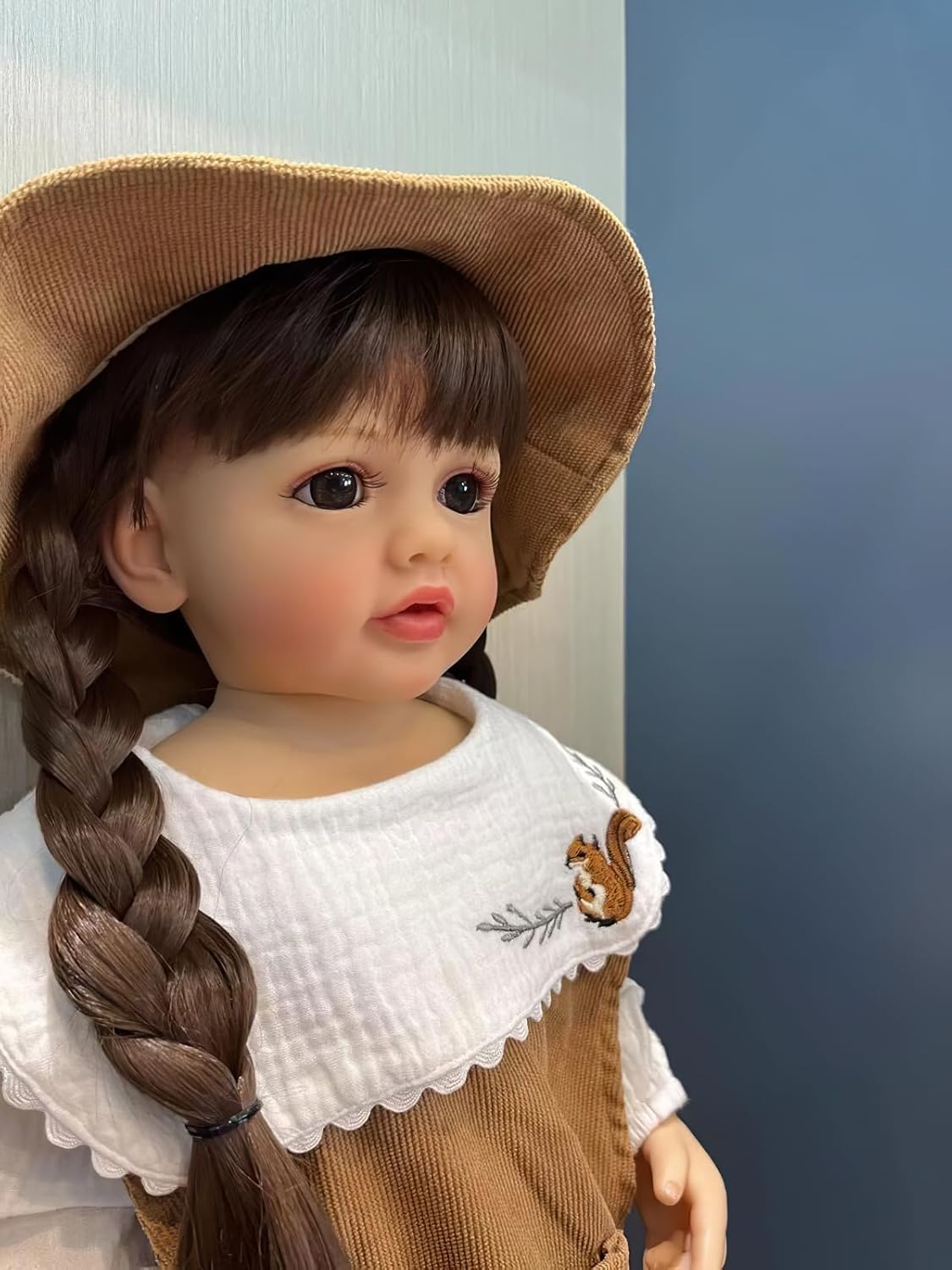 TERABITHIA Peluca de cabello de 22 pulgadas de largo, muñeca de bebé tan verdaderamente Reborn hecha en vinilo de silicona de cuerpo completo