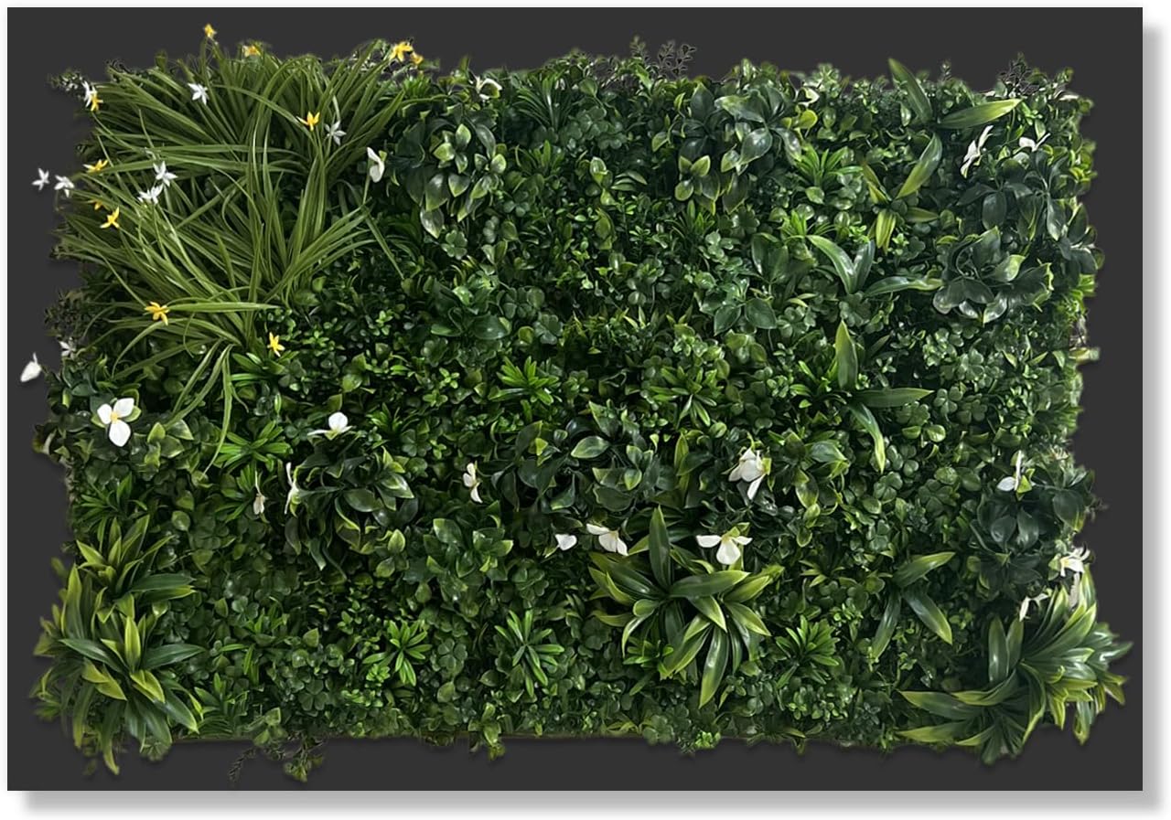 Arte artificial para pared, ensamblado en una variedad de colores y estilos (vegetación tradicional, marco negro, 44 x 29 pulgadas)
