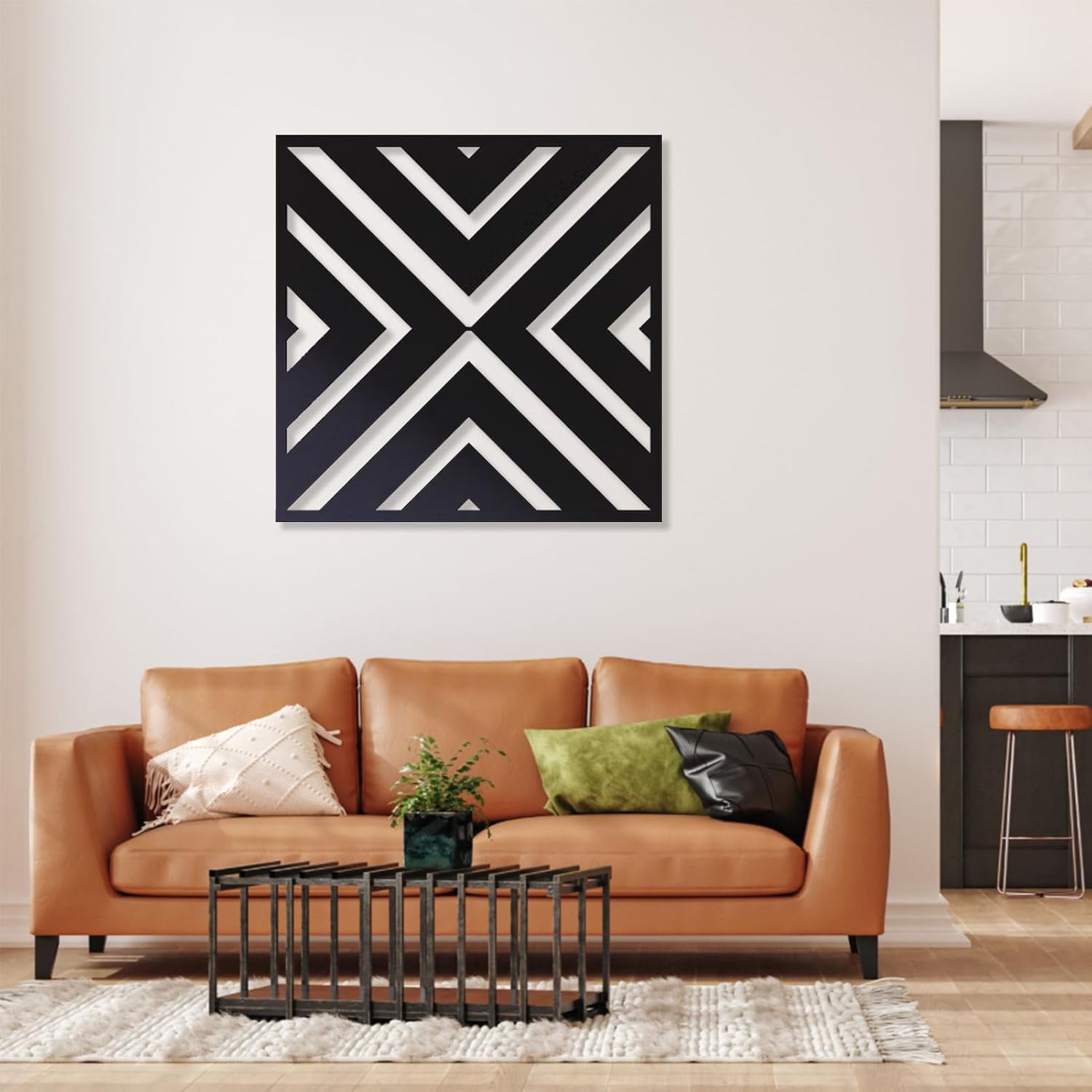 Arte de pared geométrico de metal, decoración de pared de metal cuadrado 3D, arte abstracto de pared de metal, arte de pared de metal para