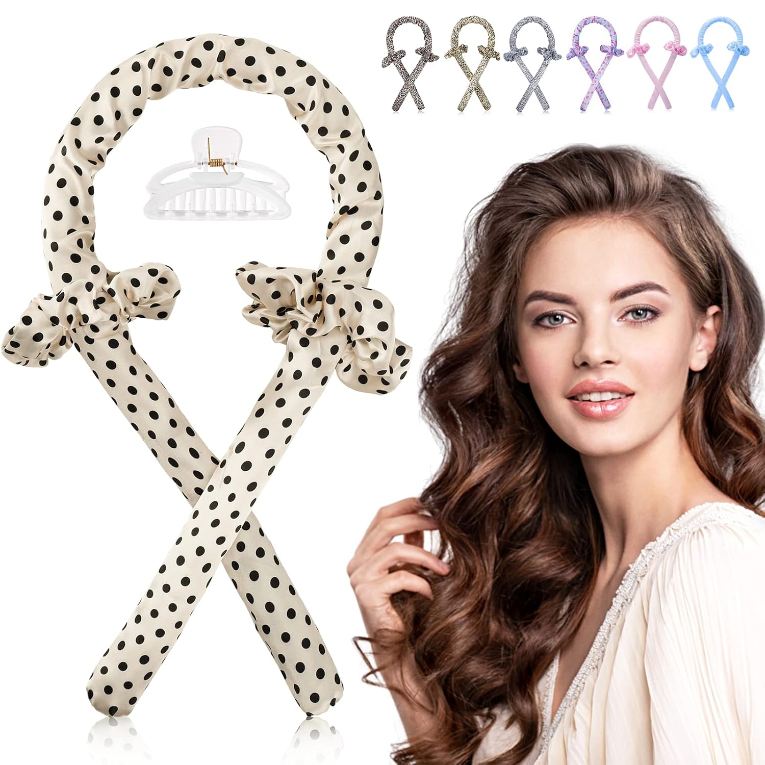 IENIN – Diadema de barra rizadora sin calor, rodillos para dormir en rizos con pinzas para el cabello, rizadores de pelo durante la noche,