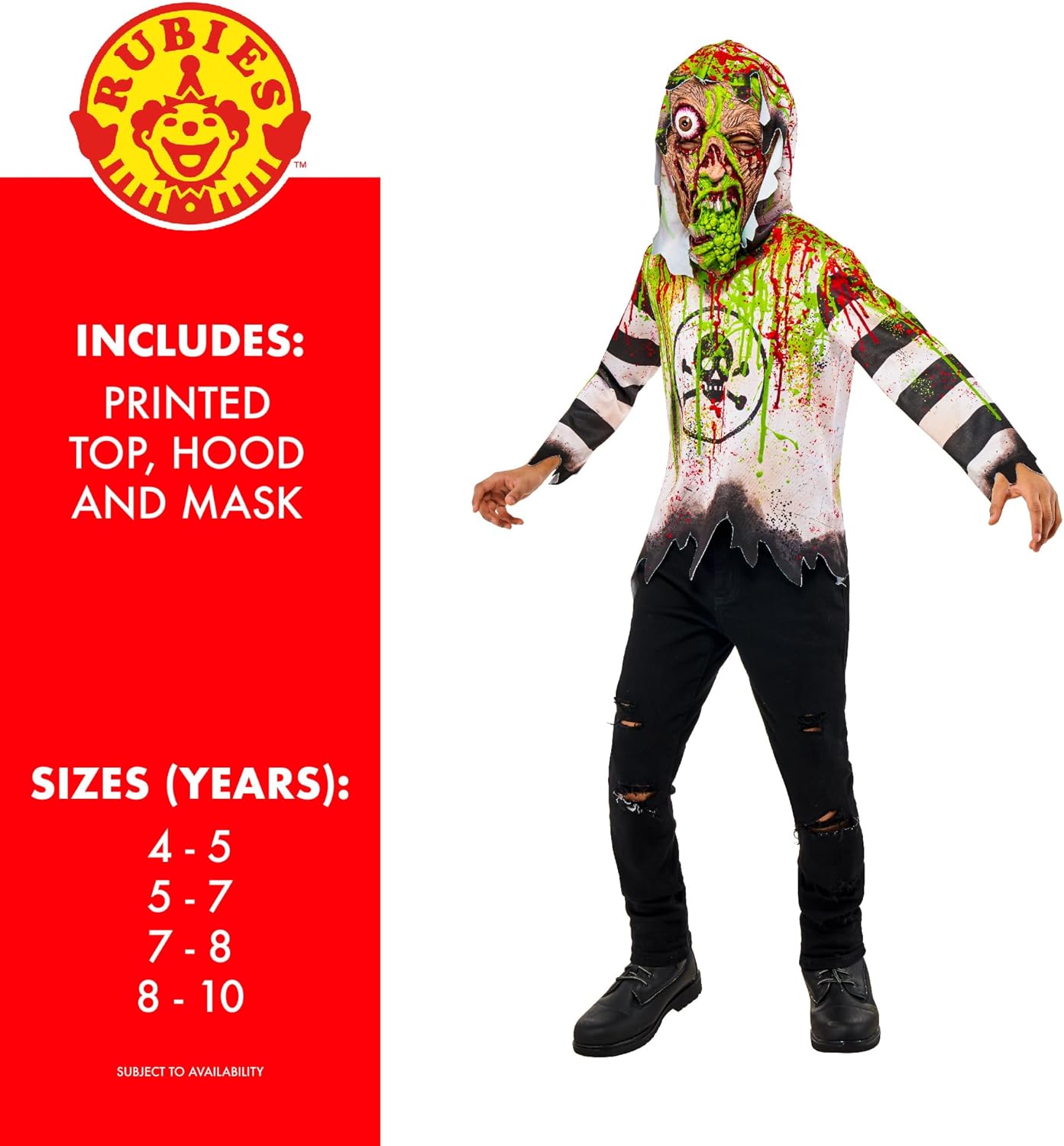 Child’s Forum Toxic Kid Costume Shirt With Hood and MaskCostume Shirt with Hood and Mask