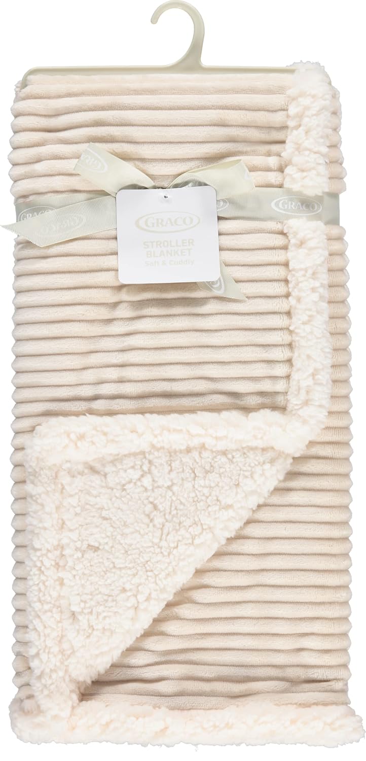 Graco Manta de bebé ultrasuave y lujosa, 30 x 40 pulgadas, forro polar texturizado de pana de doble cara con respaldo de sherpa