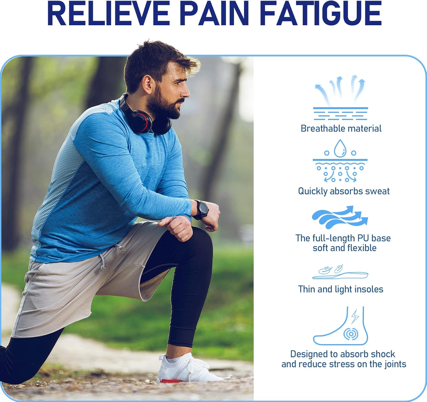 iFitna Plantillas ortopédicas de soporte de arco alto para fascitis plantar para hombres y mujeres, plantillas ortopédicas para zapatos, alivio del