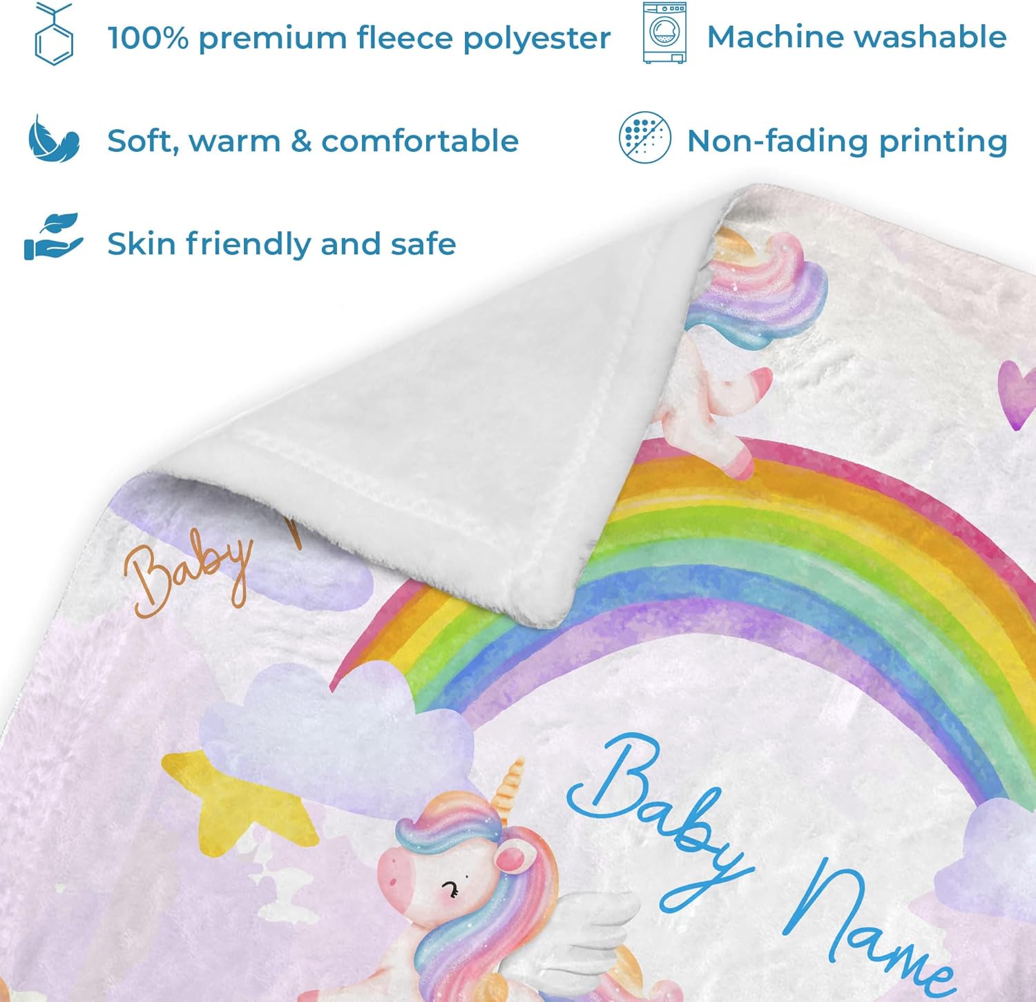 Hyturtle Manta de bebé con nombre personalizado  Manta personalizada con nombre para bebé  Manta de bebé personalizada para niñas  Manta de vellón
