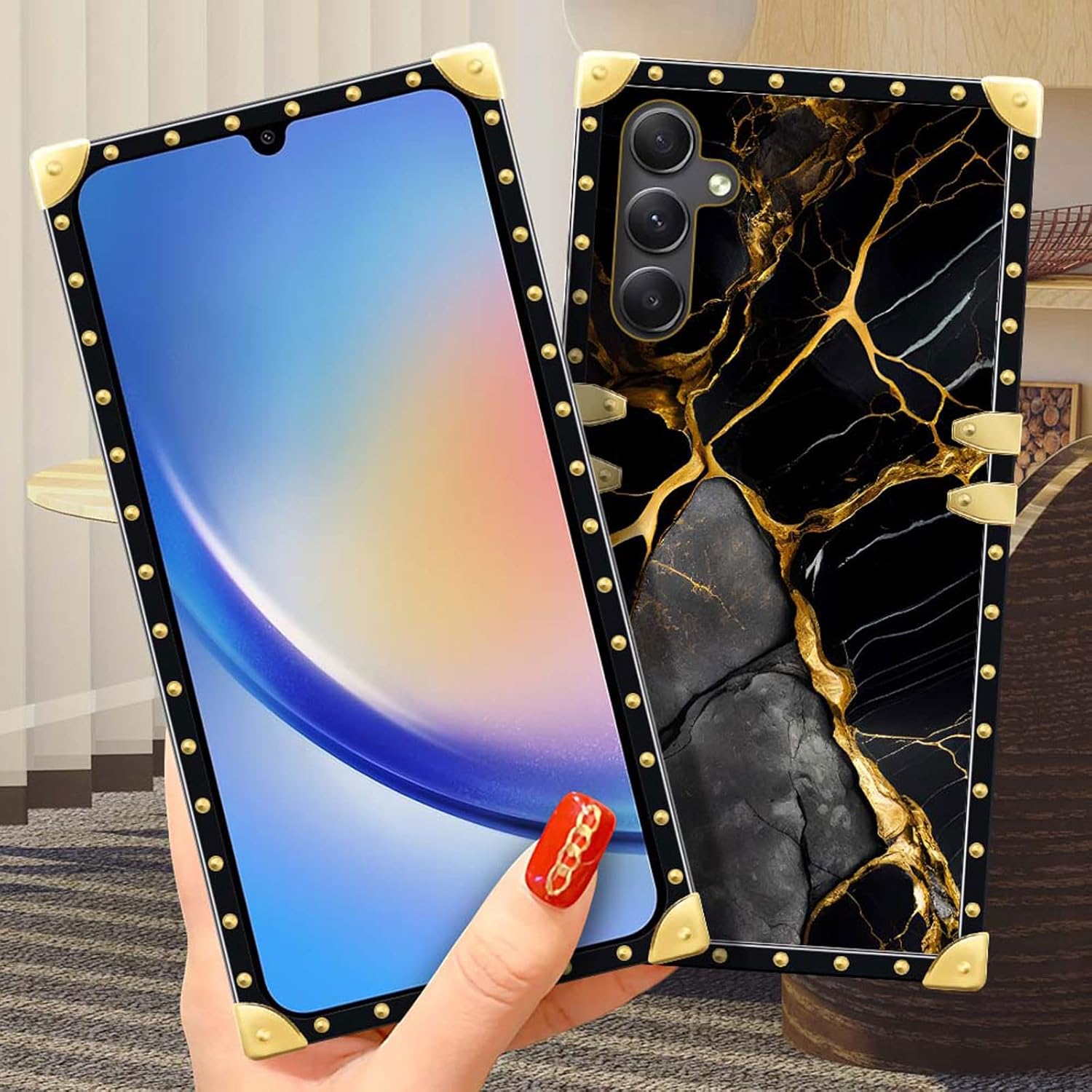 DAIZAG Funda compatible con Samsung Galaxy A54 5G, TPU suave dorado, a prueba de golpes, funda protectora para regalo, patrón de mármol natural