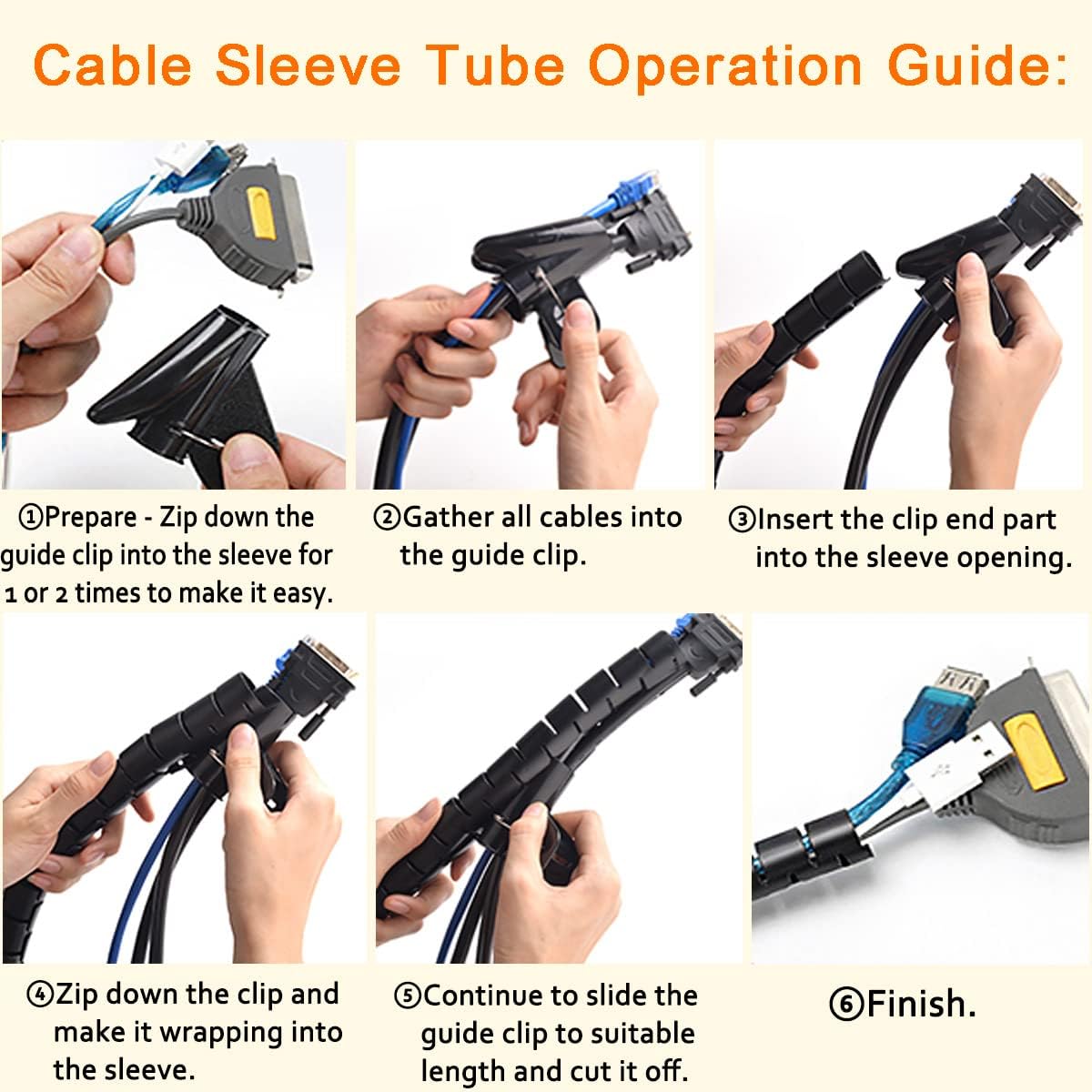Funda grande de tubo de organización de cables de policarbonato para debajo del escritorio, organizador de cables para cables, 2 unidades, color