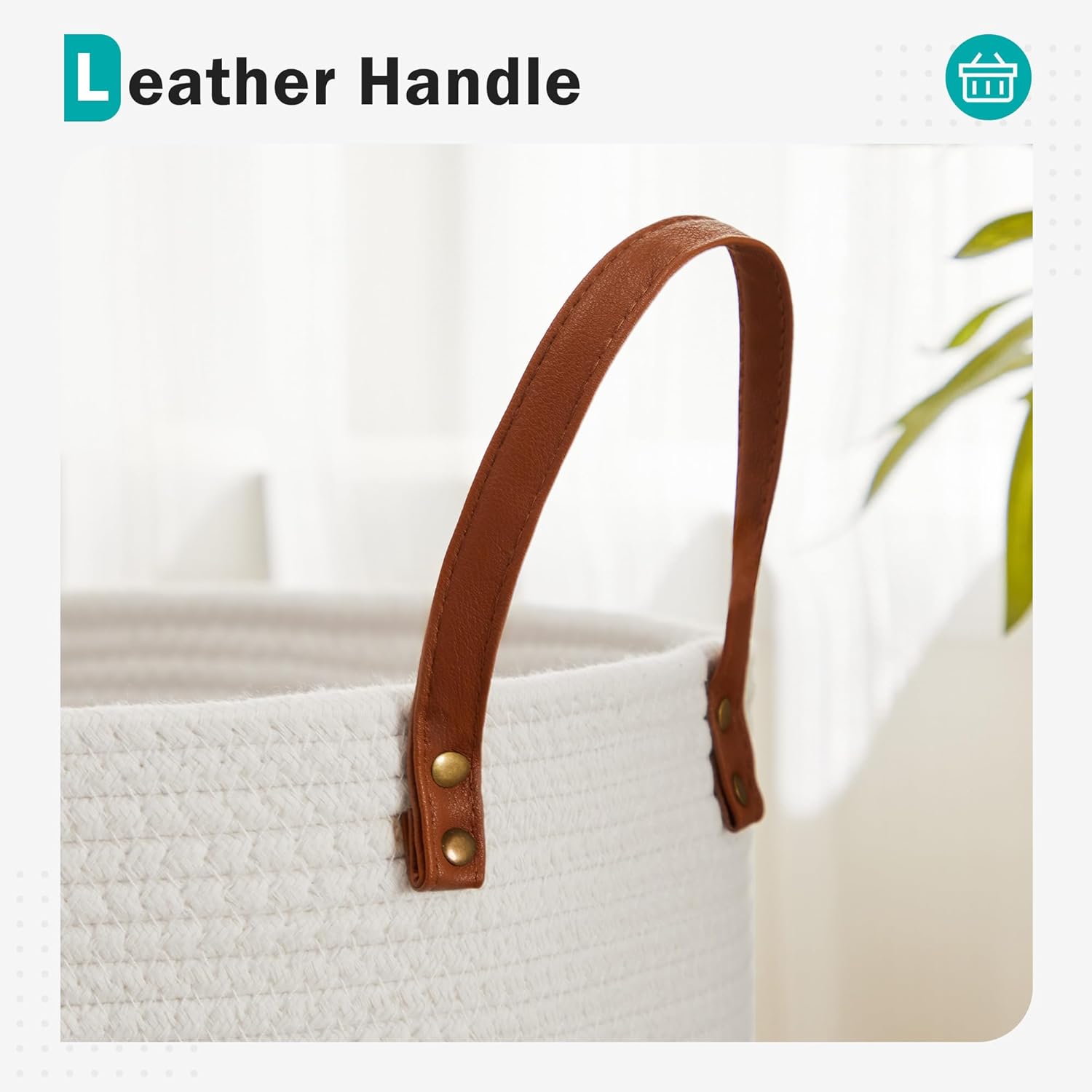 Cesta de cuerda de algodón para la ropa sucia, 58 litros, plegable, cesta de almacenamiento de ropa para mantas, organización de lavandería,