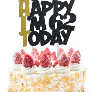 Decoración para tartas con purpurina para 62 años de edad, suministros de decoración de fiesta de cumpleaños, regalos divertidos de feliz cumpleaños Decoración para tartas con purpurina para 62 años de edad, suministros de decoración de fiesta de cumpleaños, regalos divertidos de feliz cumpleaños