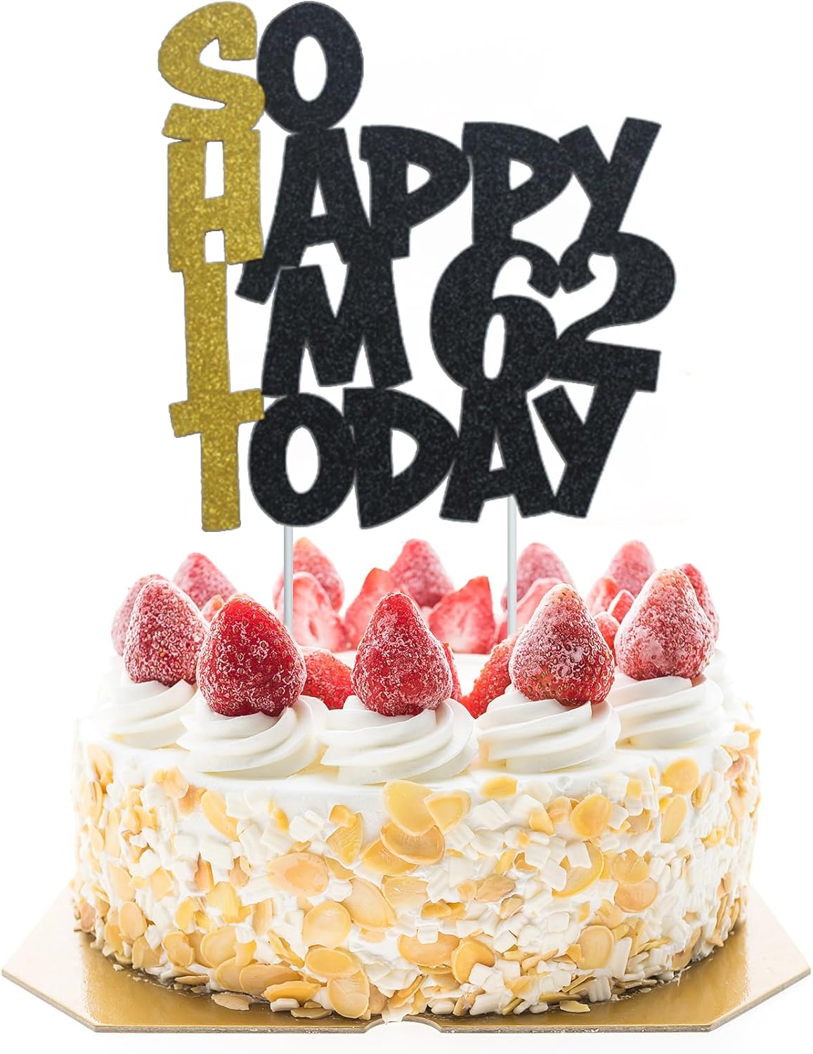 Decoración para tartas con purpurina para 62 años de edad, suministros de decoración de fiesta de cumpleaños, regalos divertidos de feliz cumpleaños