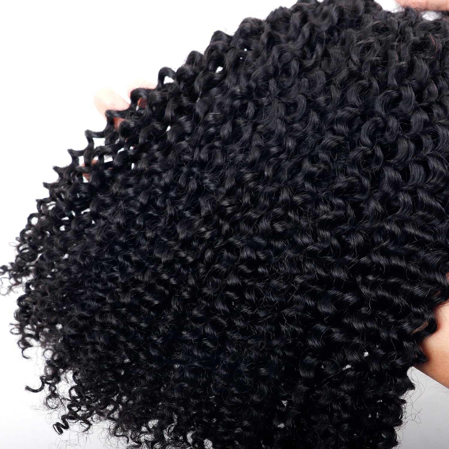 Cabello humano trenzado de 3.53 oz, un paquetepaquete de 18 pulgadas, cabello humano rizado negro natural para trenzar sin trama, 100% cabello