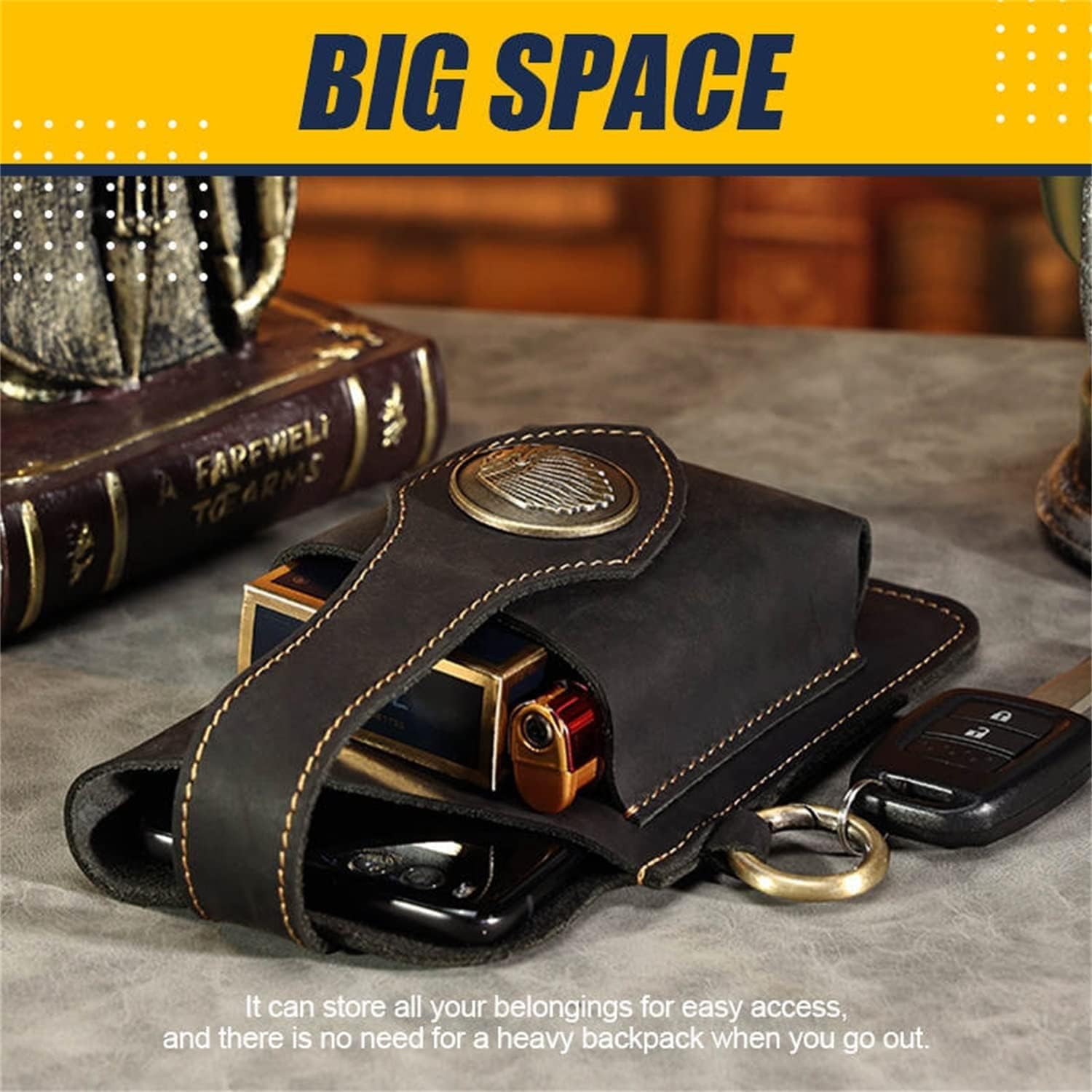 Bolsa de cuero multifuncional para teléfono móvil, bolso de cintura para teléfono celular de gran capacidad, bolsa de cinturón casual para teléfono