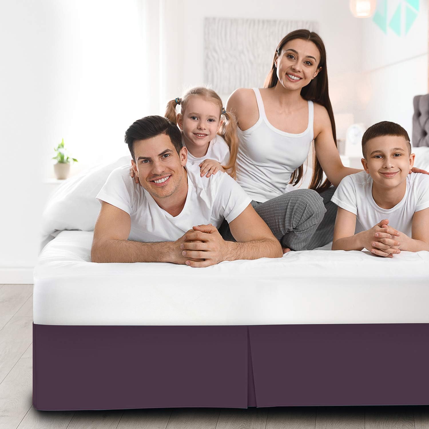 Nestl – Falda de cama plisada de fácil ajuste, con caída a medida de 14 pulgadas y pliegues, microfibra suave de doble cepillado y con calidad de