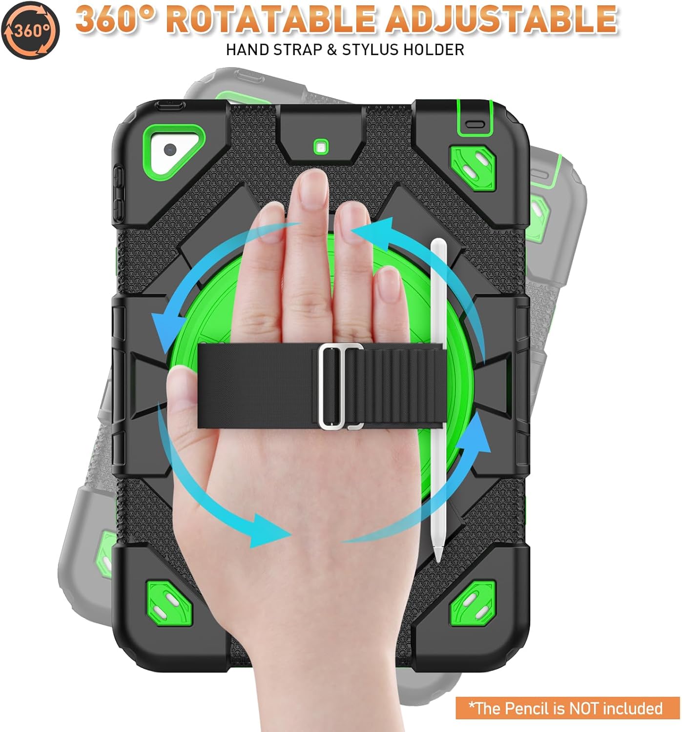 Timecity Funda para iPad de 987 generación, para iPad 10.2 2019-2021 con protección fuerte, protector de pantalla, correa de mano, correa para el